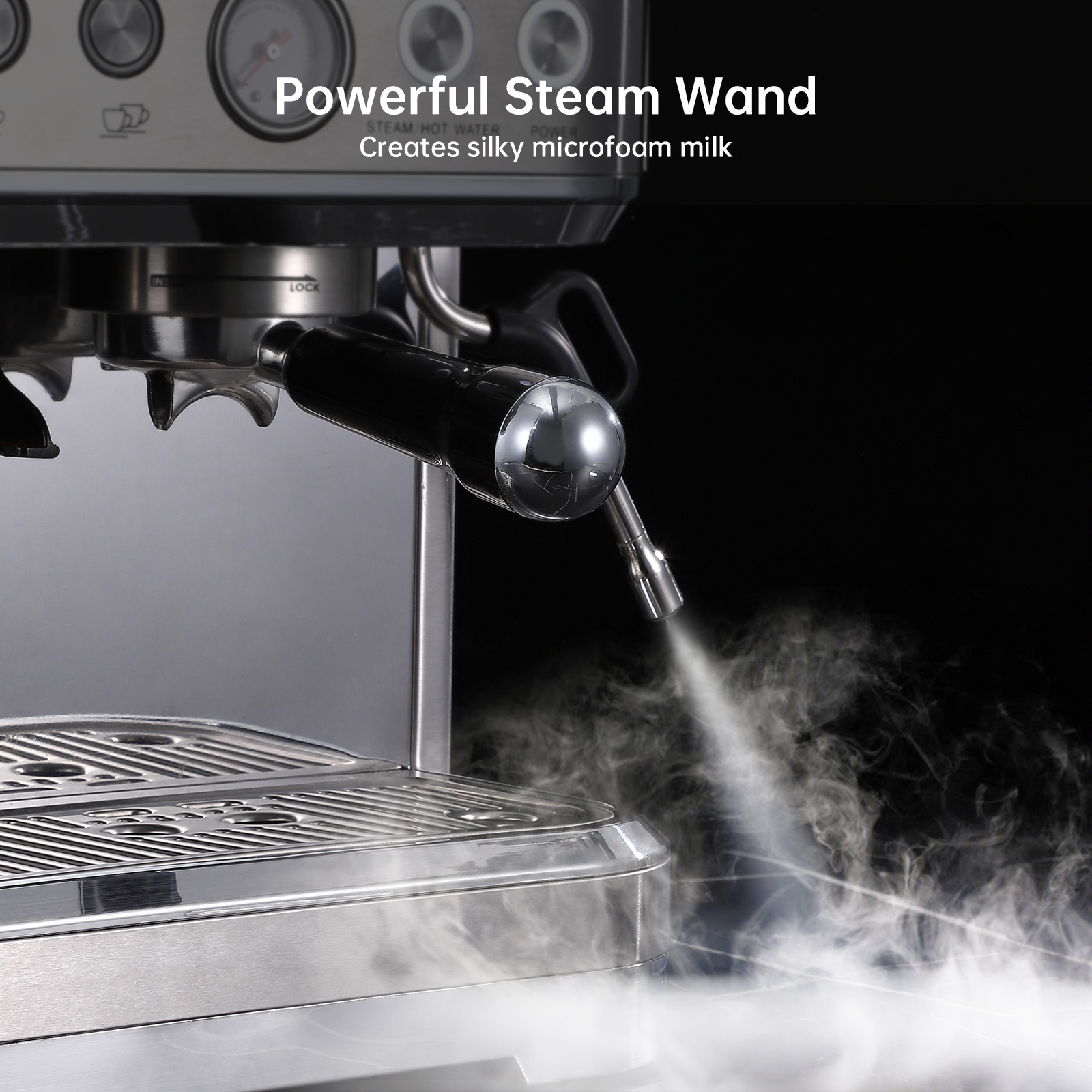 15Bar Espresso Machine 85oz Tank Milk Frother for Perfect Lattes & Cappuccinos