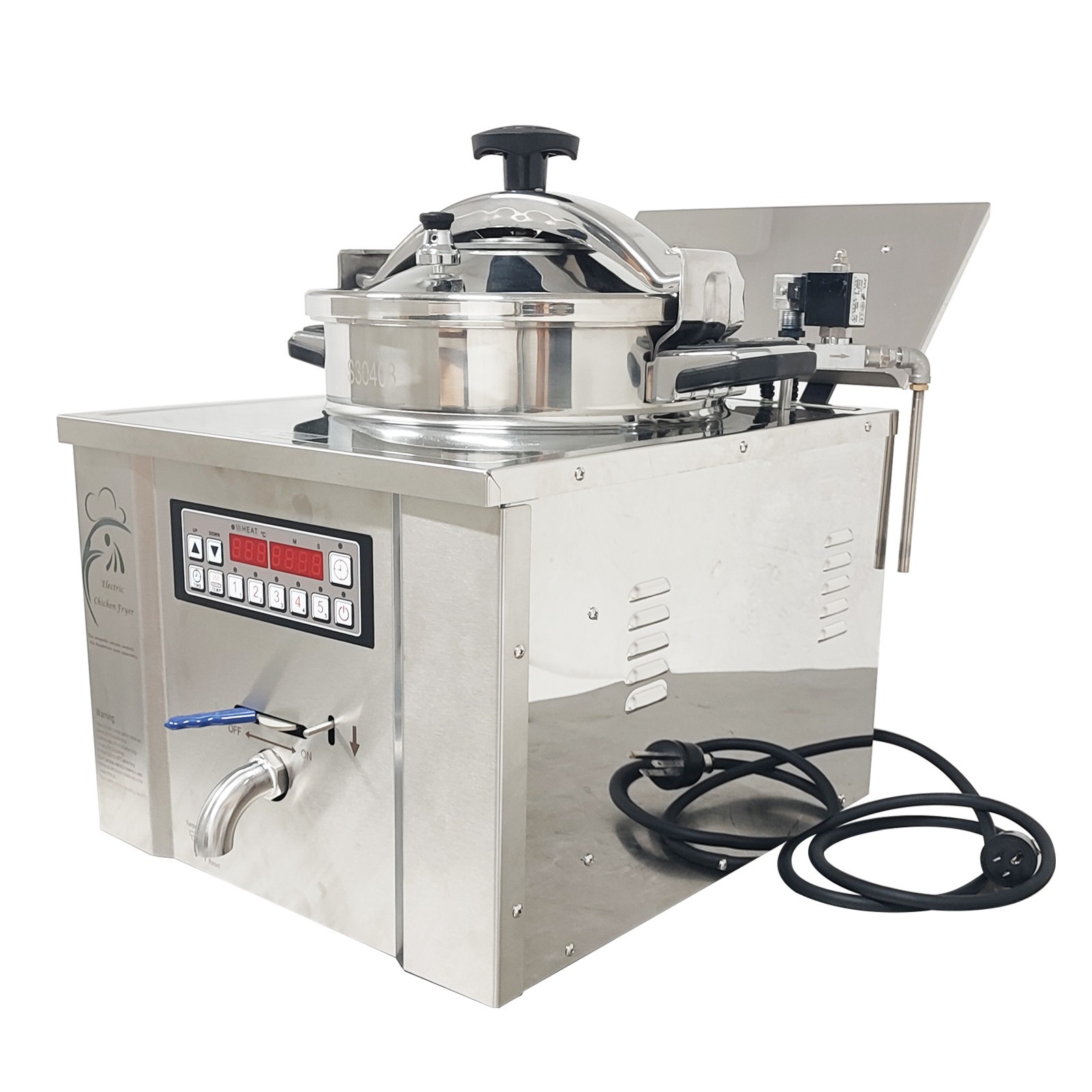 PreAsion® 22L Commercial CNC Pressure Fryer 220V Fried Chicken Stove Deep Fryer