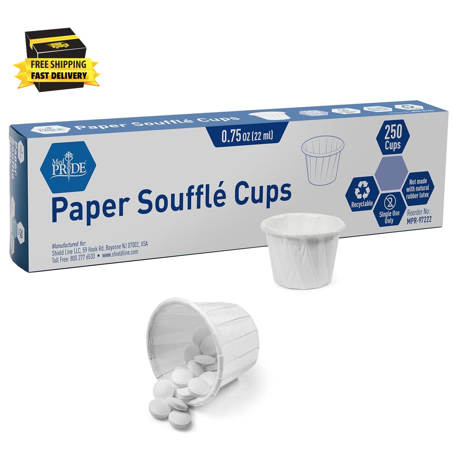 Disposable 250 Pack Paper Souffle Medicine Cups-0.75 Ounce, Dispenser Paper Cups