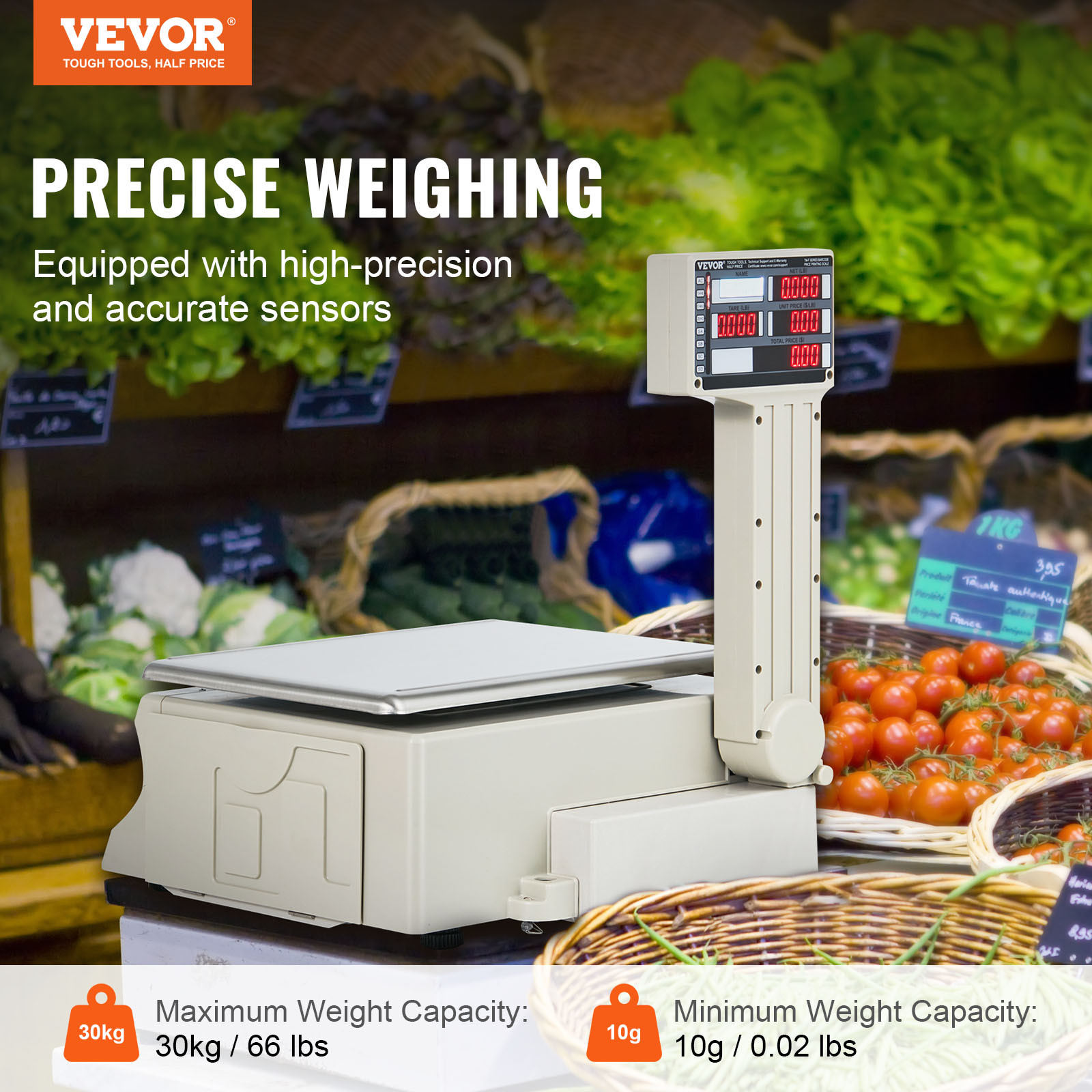 VEVOR 66Lbs 30KG Electronic Price Computing Scale Commercial Food Meat Weighting