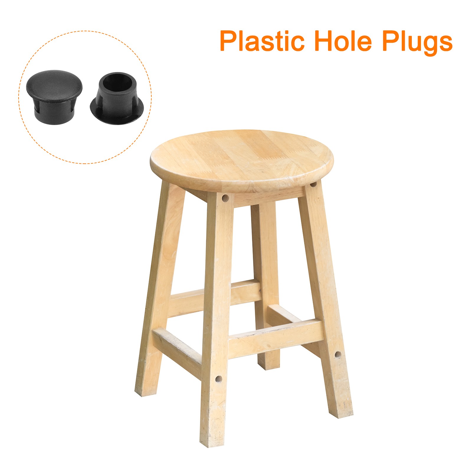 50Pcs 8mm Snap in Locking Hole Tube Flush Type Panel Plugs Hole Plugs Black