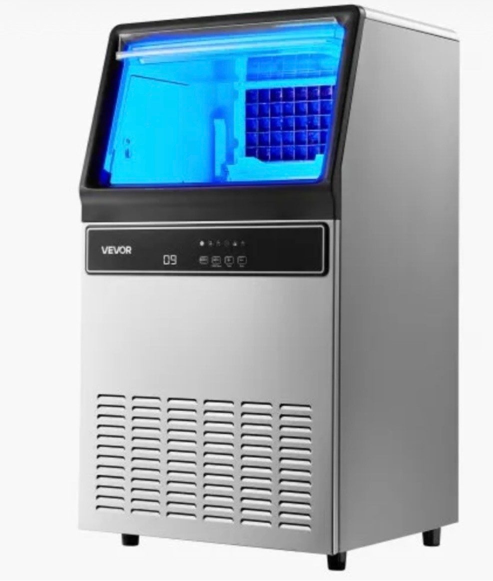 VEVOR Commercial Ice Maker Machine, 120Lbs/24H with 33Lbs Storage, 45 Cubes per