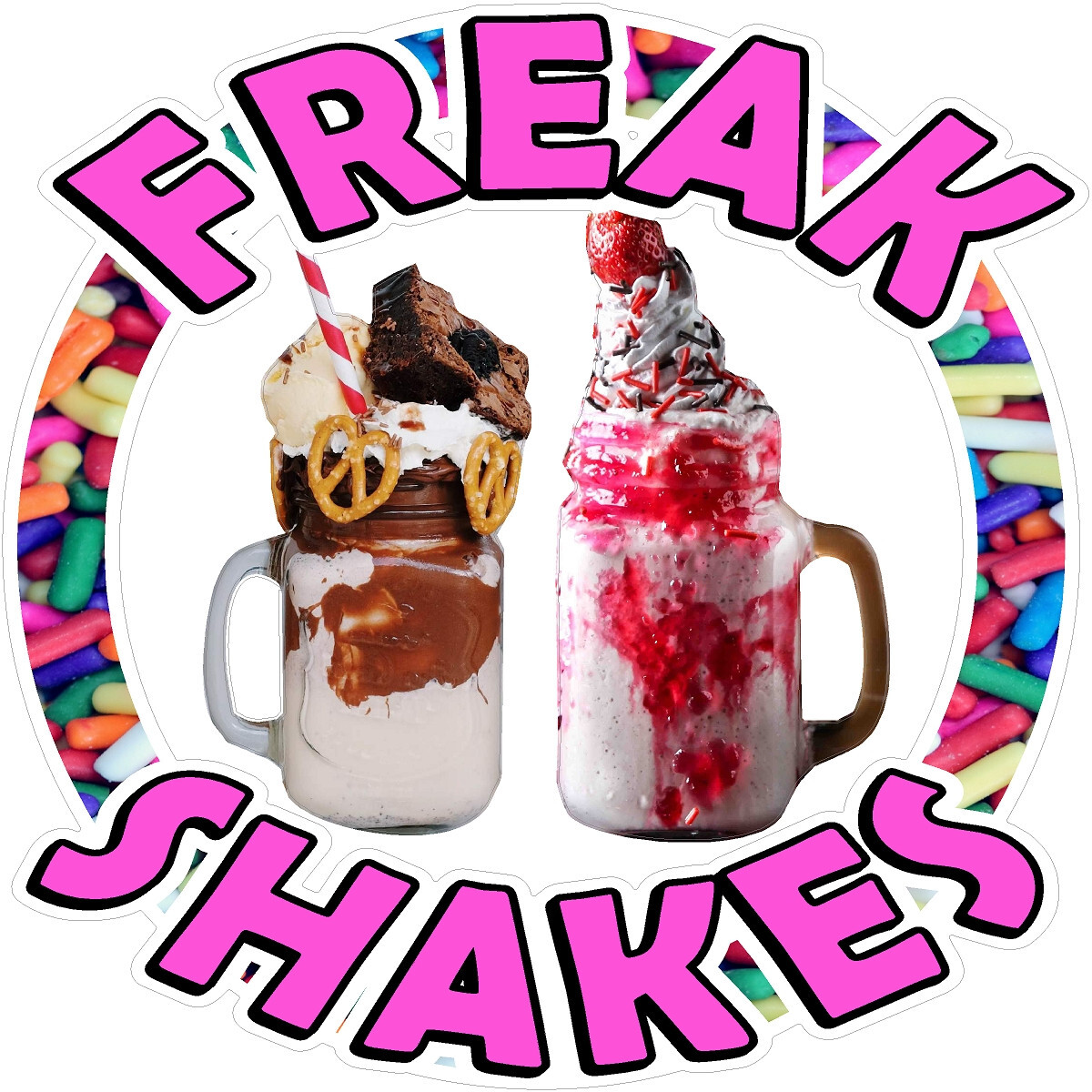 FREAK SHAKES MILKSHAKE ICE CREAM VINYL DECAL 18″ X 18″