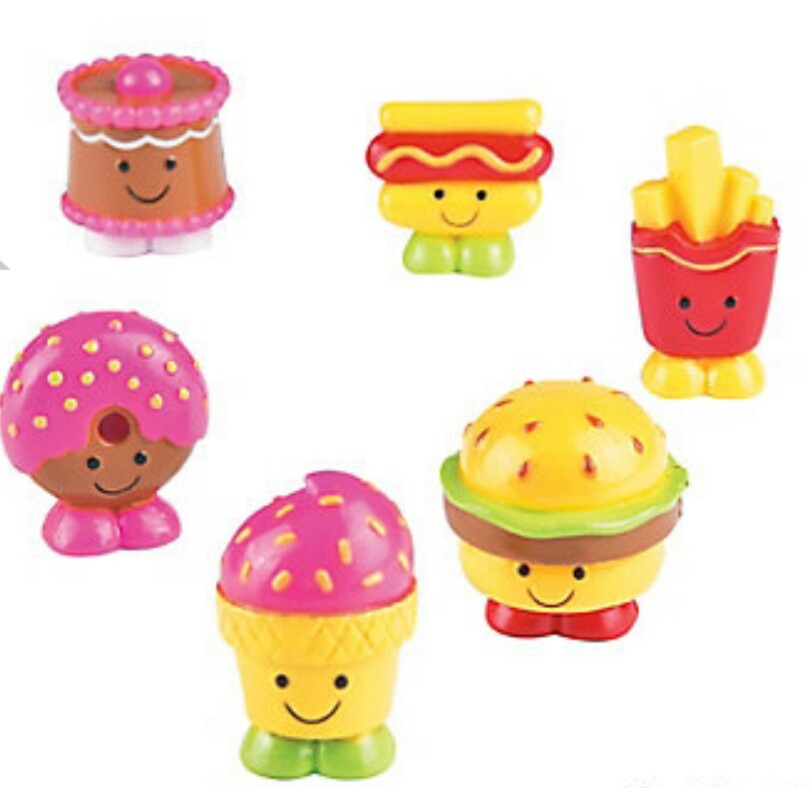 MINI FAKE FOOD SMILING JUNK & FAST FOOD WITH FACES 1″ PVC CHARACTERS DEAL/ 6