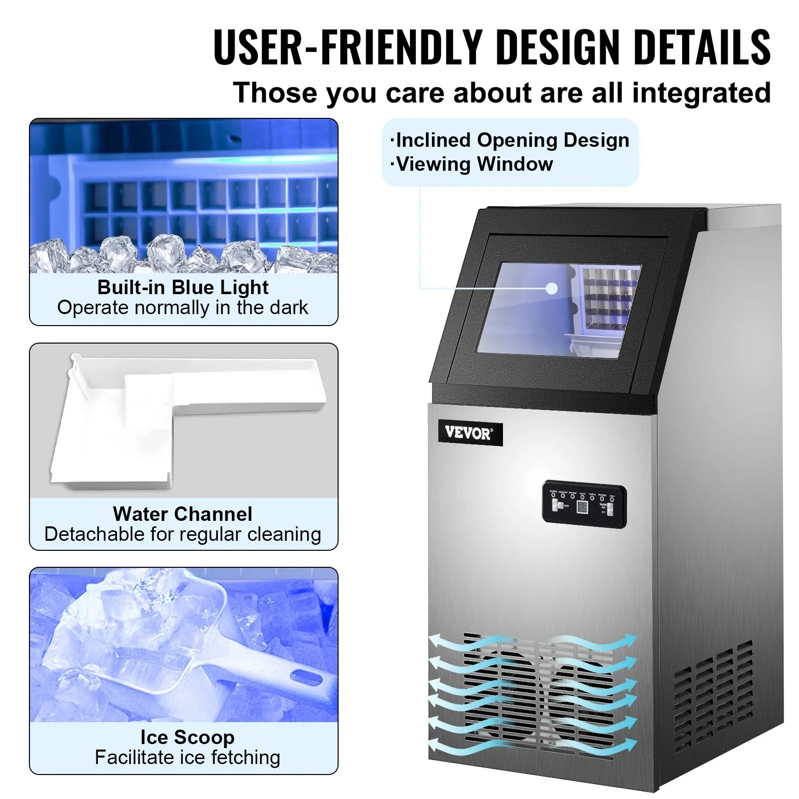Commercial Ice Maker Machine Energy-Saving Multifunction High Ice Yield Storages