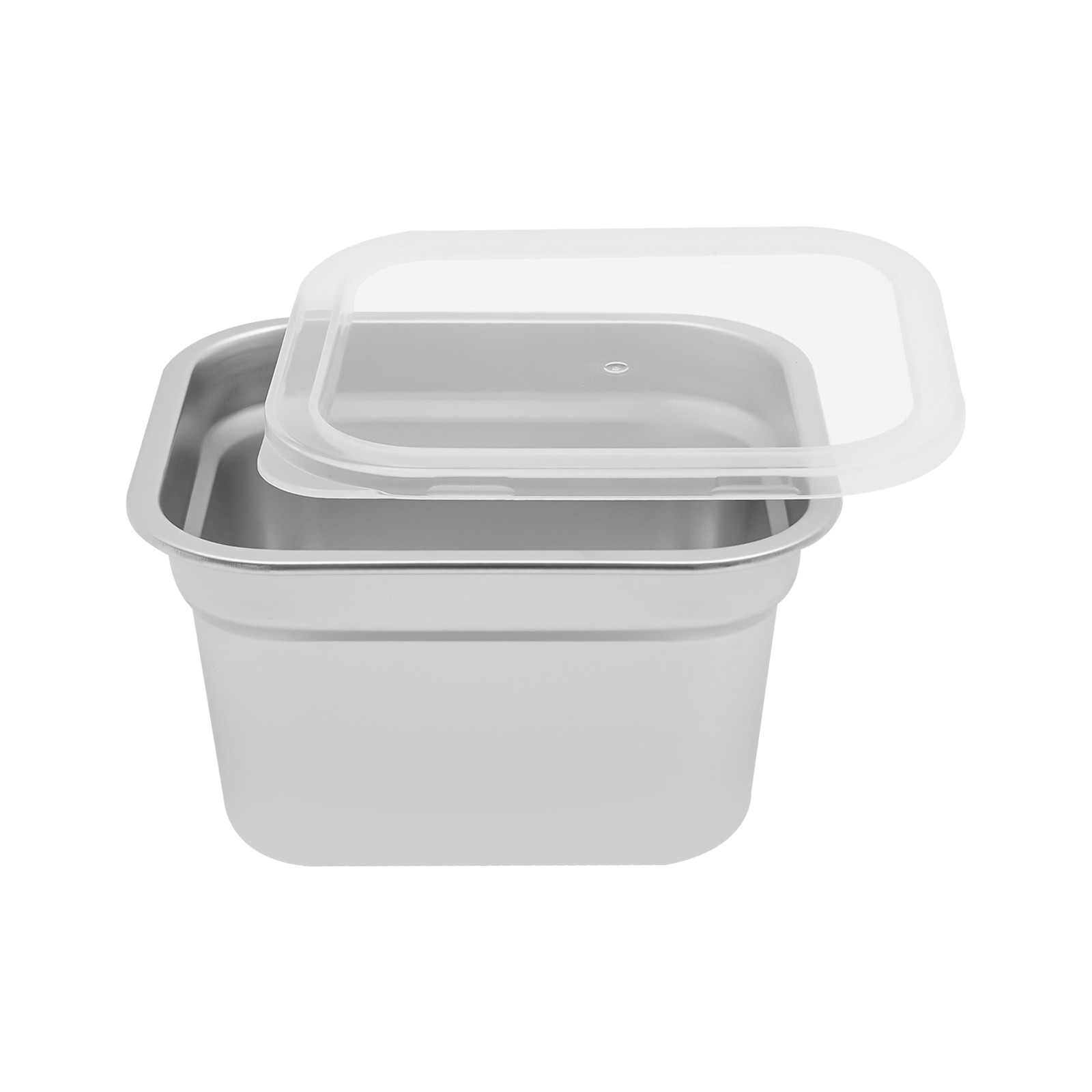 8 Pack Stainless Steel, PP Pans with Lids Hotel Food Prep Pan Silver Hotel Pans