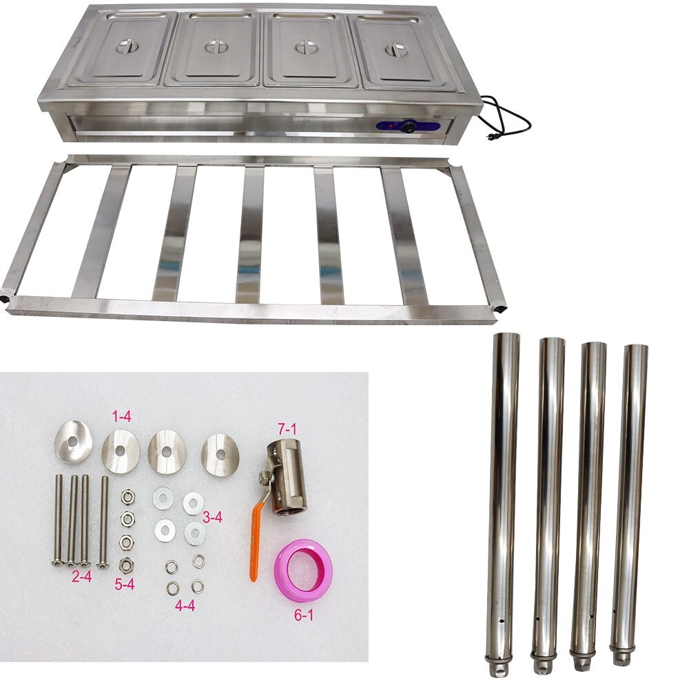 Commercial 4-Pans Bain-Marie Buffet Steam Table Buffet Food Warmer 110V 1500W