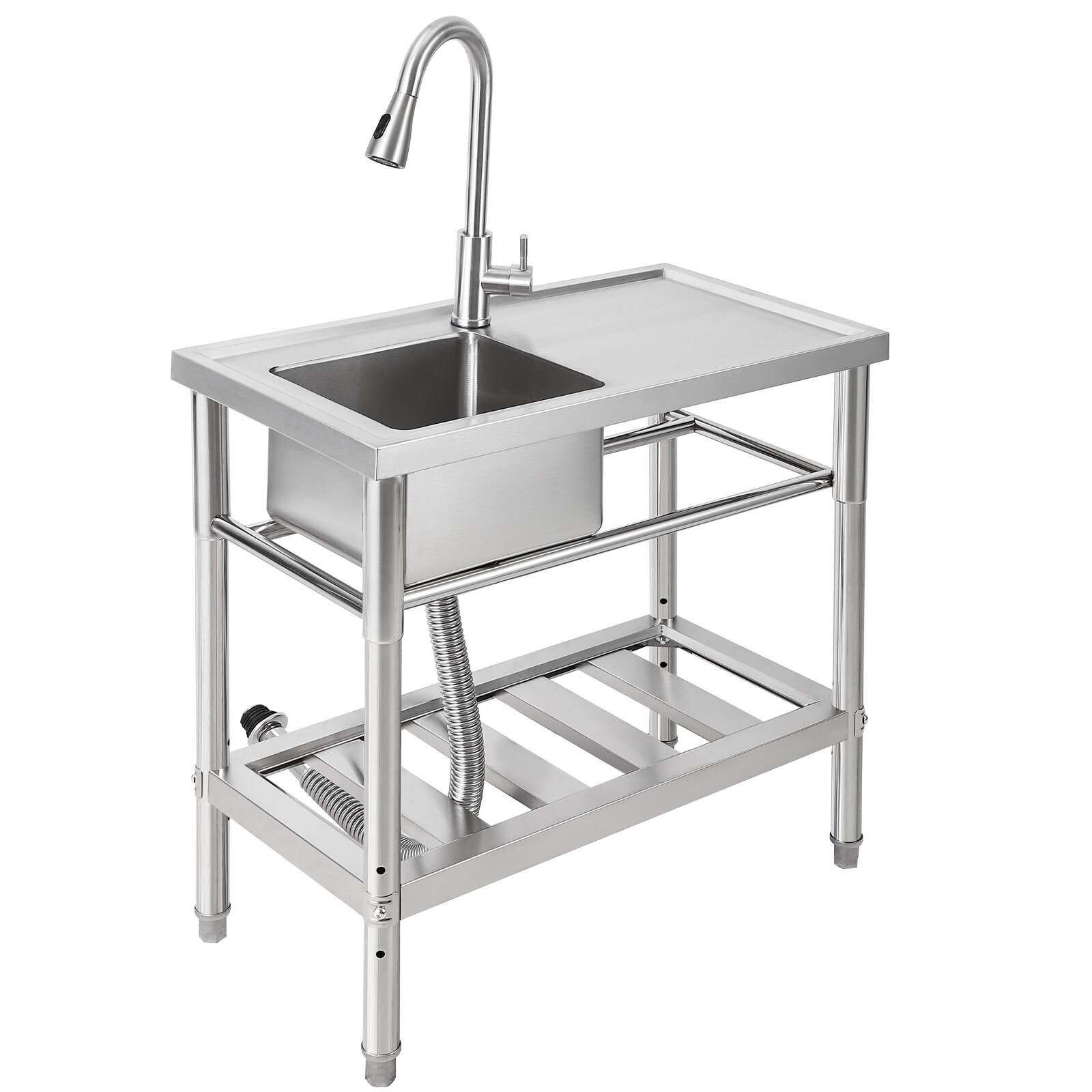 Single Bow Utility Sink Free Standing Stainless Steel Commercial Kitchen Sink