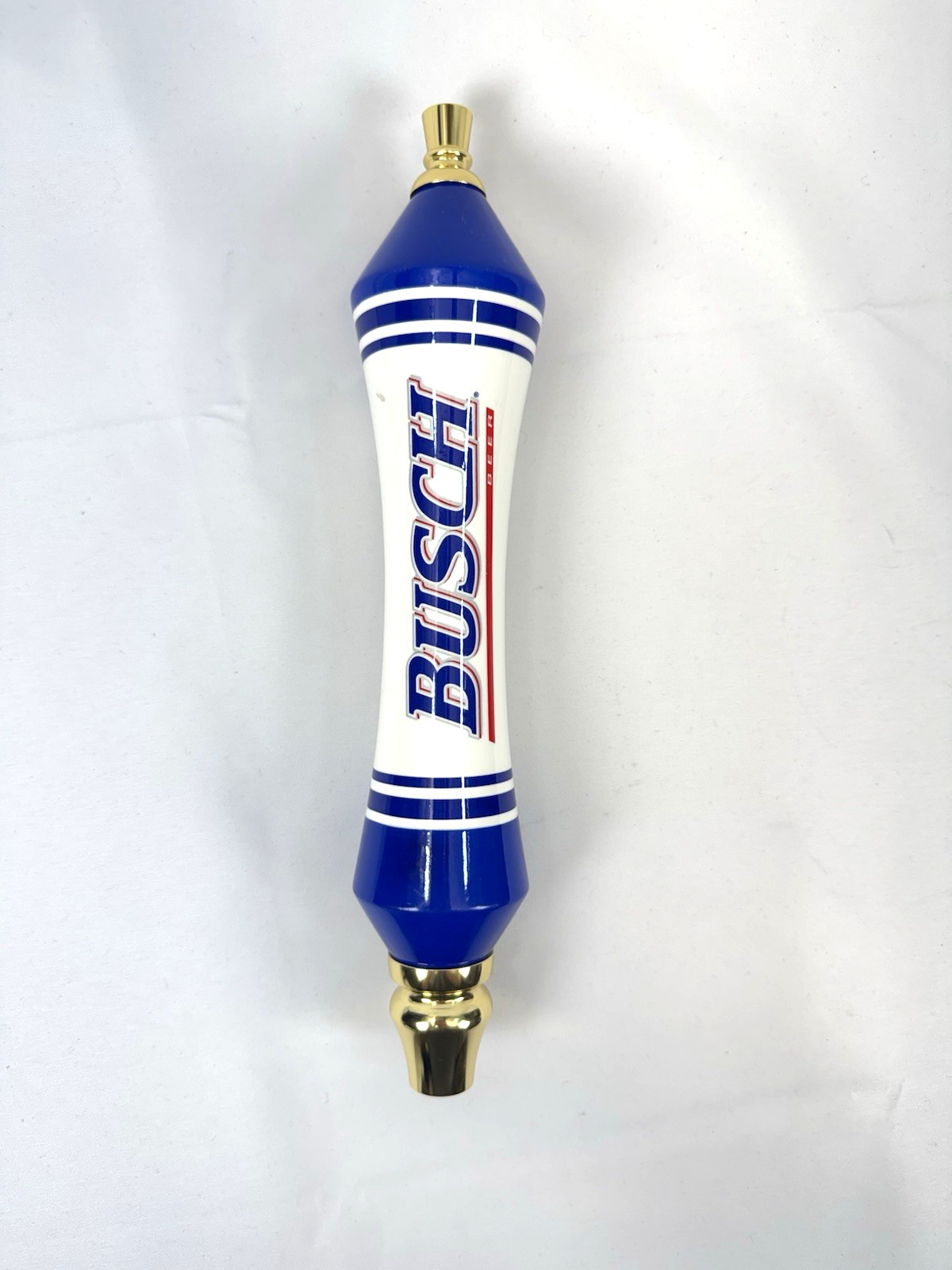 Busch Beer Tap Handle Collectible White Blue and Gold 11.5 in long