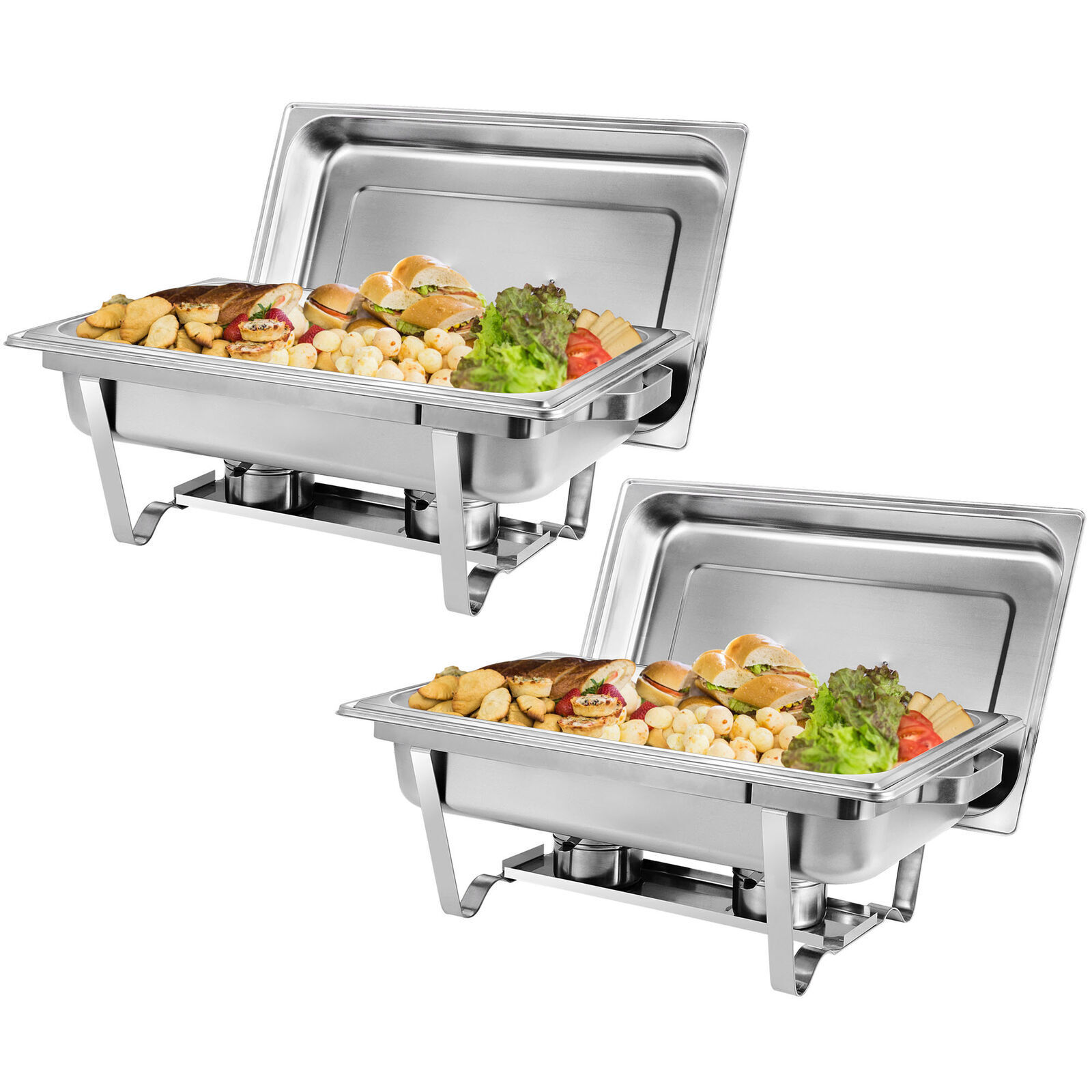 Set of 2 Chafing Dish Buffet Trays 8Qt Chafer w/ Warmer Stainless Steel