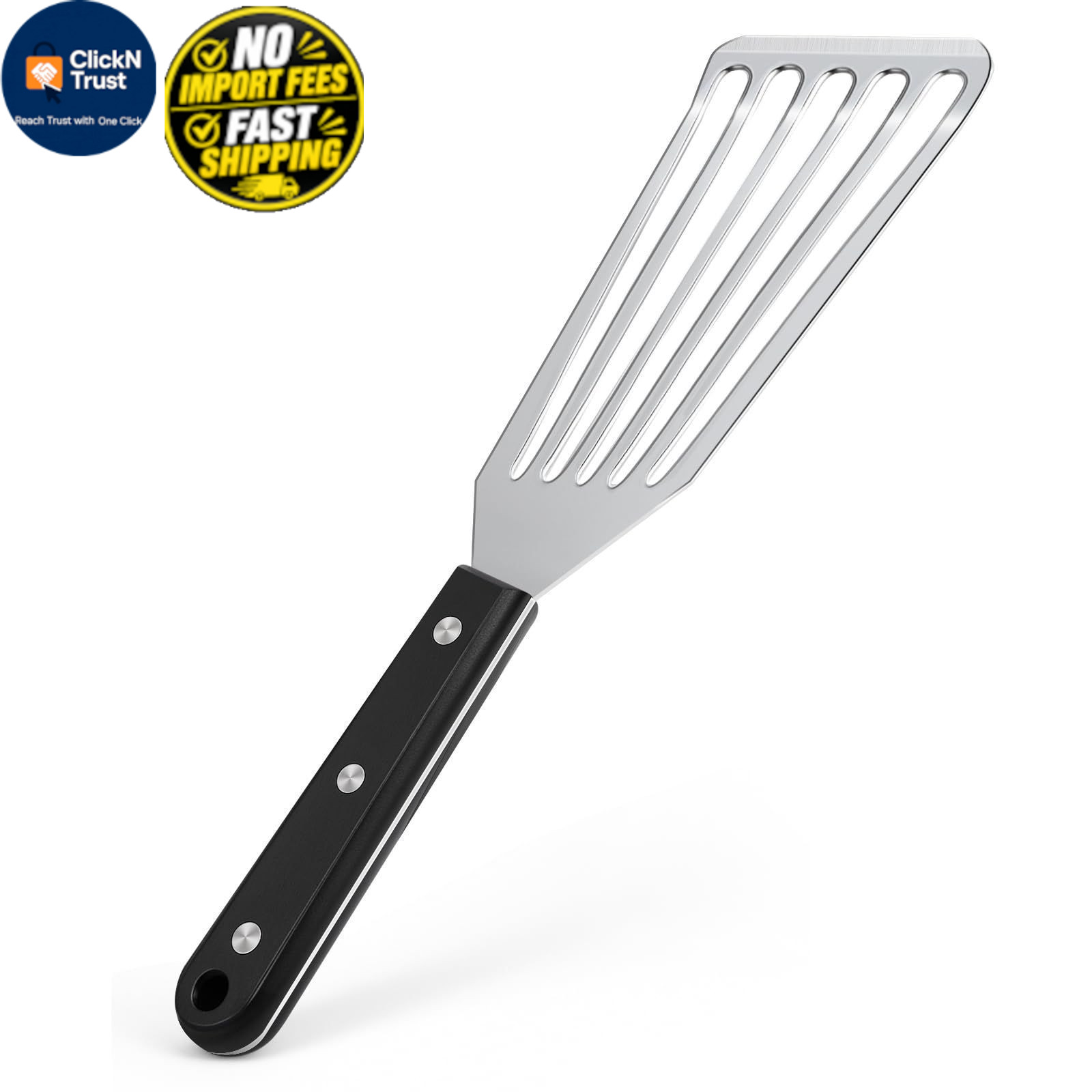Newness Metal Fish Turner Spatula Stainless Length:11 Inches (28 cm), Silver