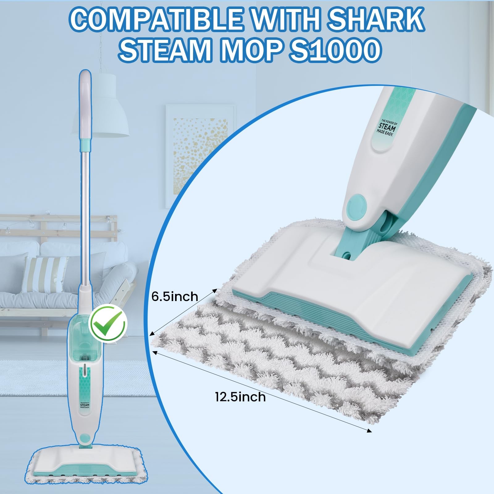 Tidy Monster 6 Pack Reusable Steam Mop Replacement Pads Compatible Shark S1000