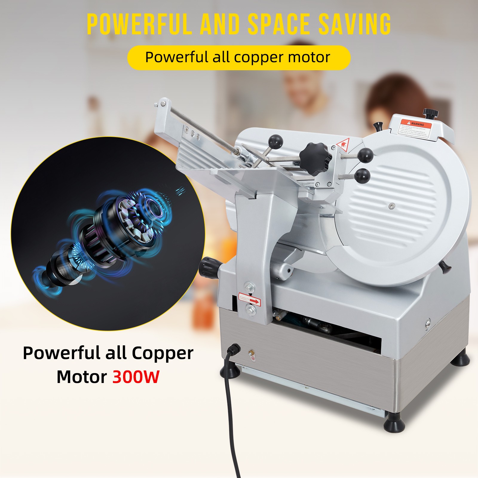 12 Inch Commercial Meat Slicer, Fully Aautomatic Electric Food Slicer, 180W+370W