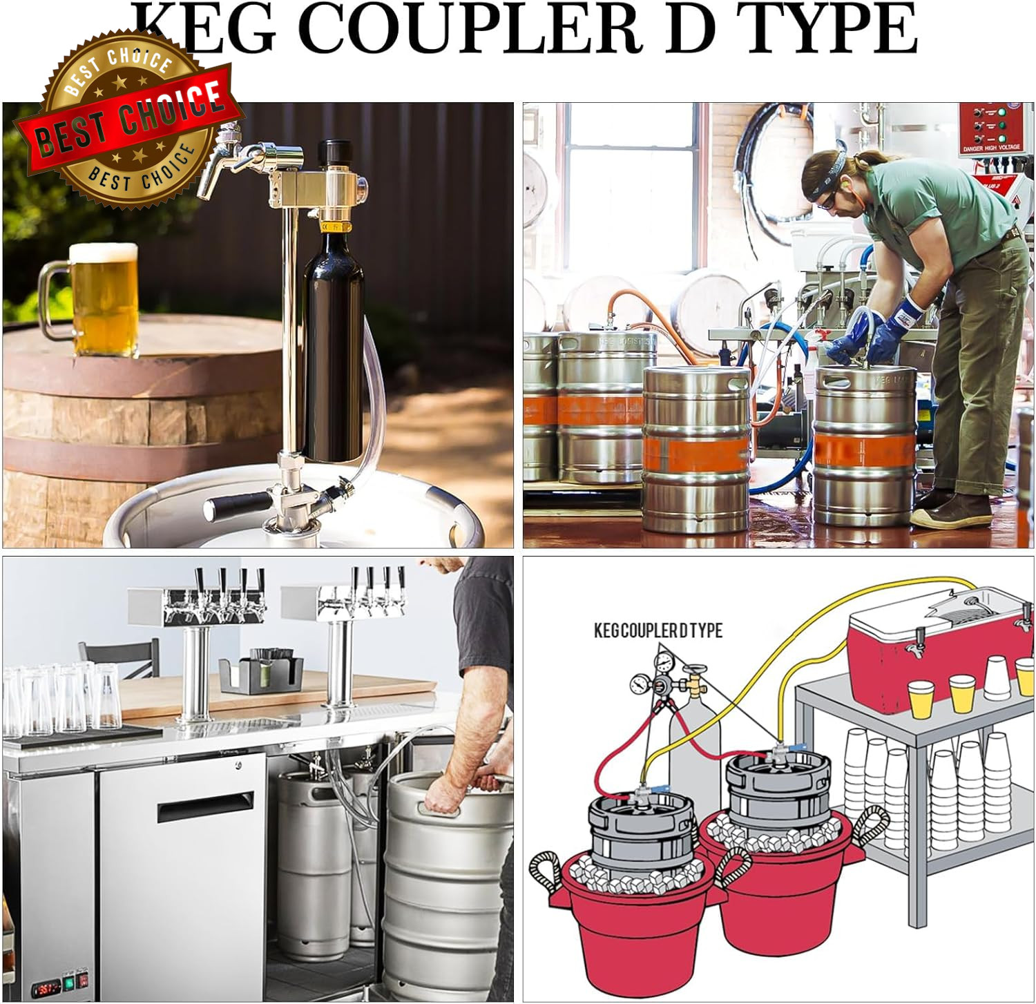 Keg Coupler 304 Stainless Steel Probe Sankey Keg Coupler D System Keg Tap for Ke