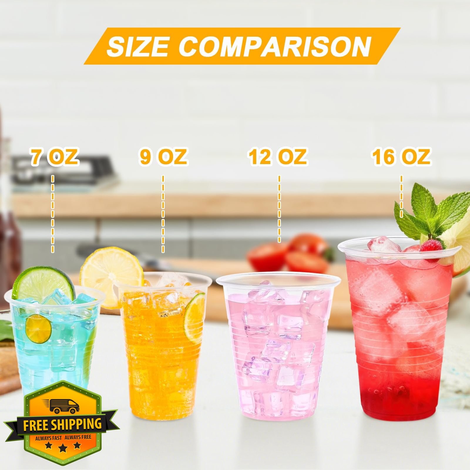 BYSNOW Clear Plastic Cups 12oz 300 Count