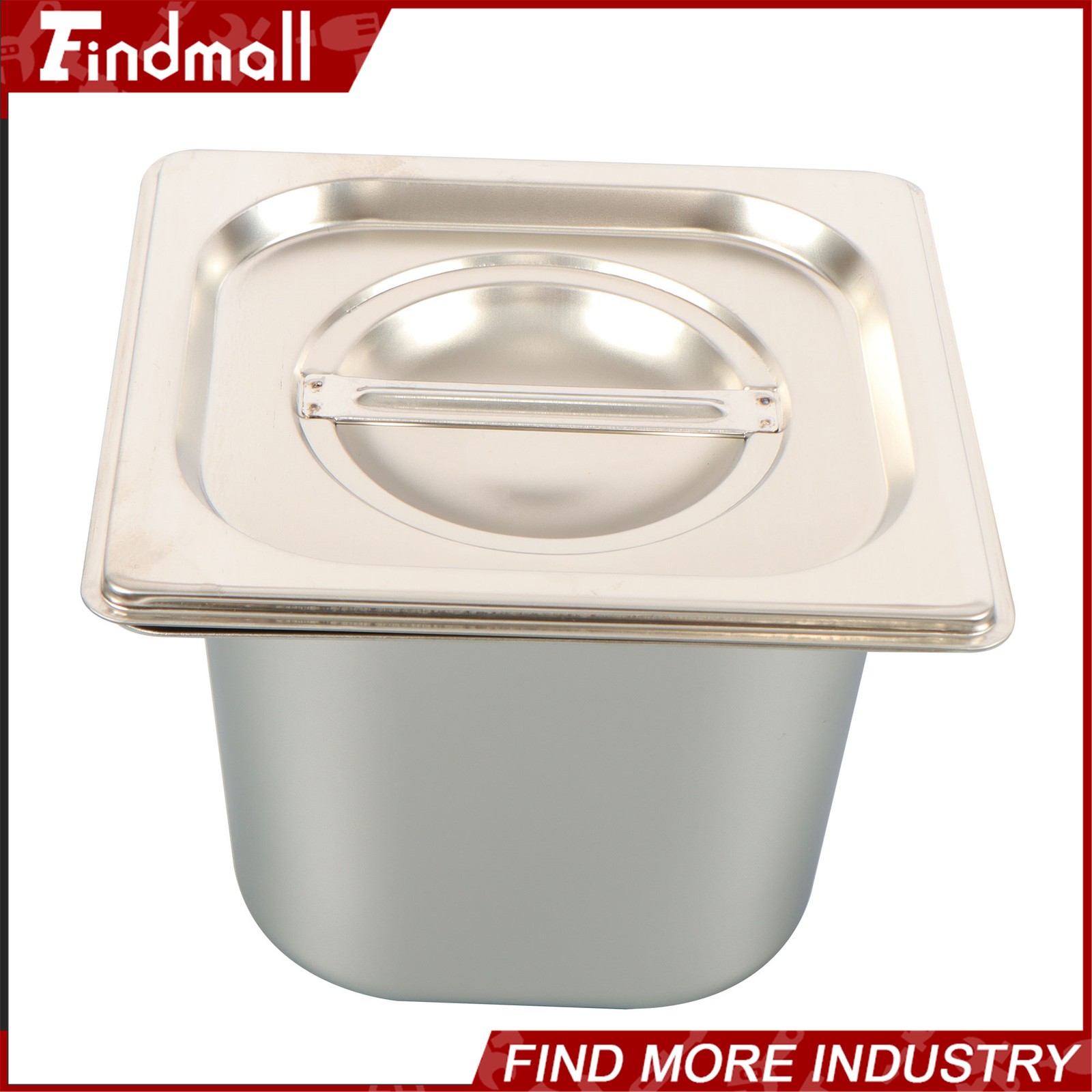 Findmall 6 Set Hotel Pan 1/6 Size Stainless Steam Table 6 Inch Deep with Lid
