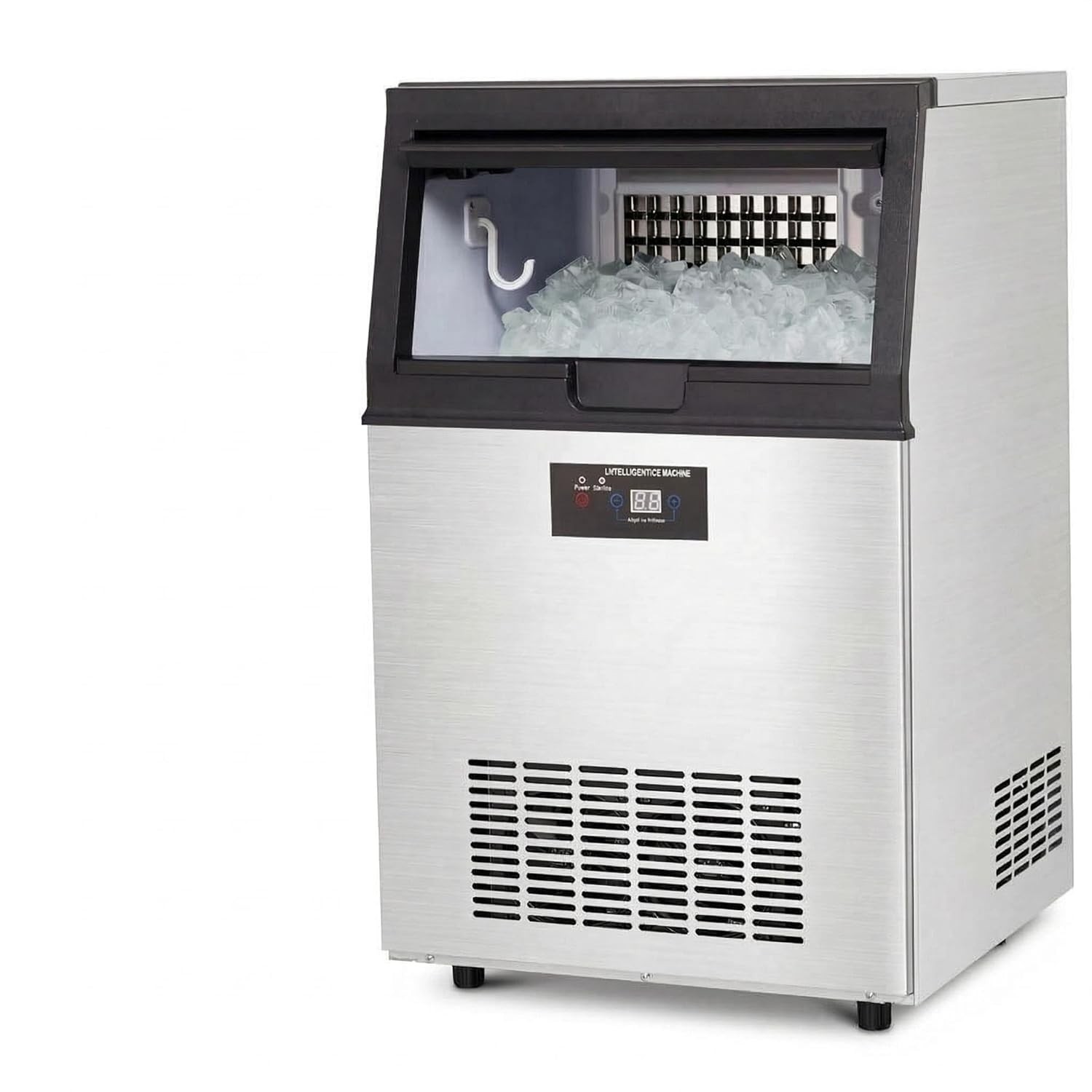 80LBS/24H Ice Maker 33LBS Storage 6 Sizes Quiet Stainless Steel Undercounter