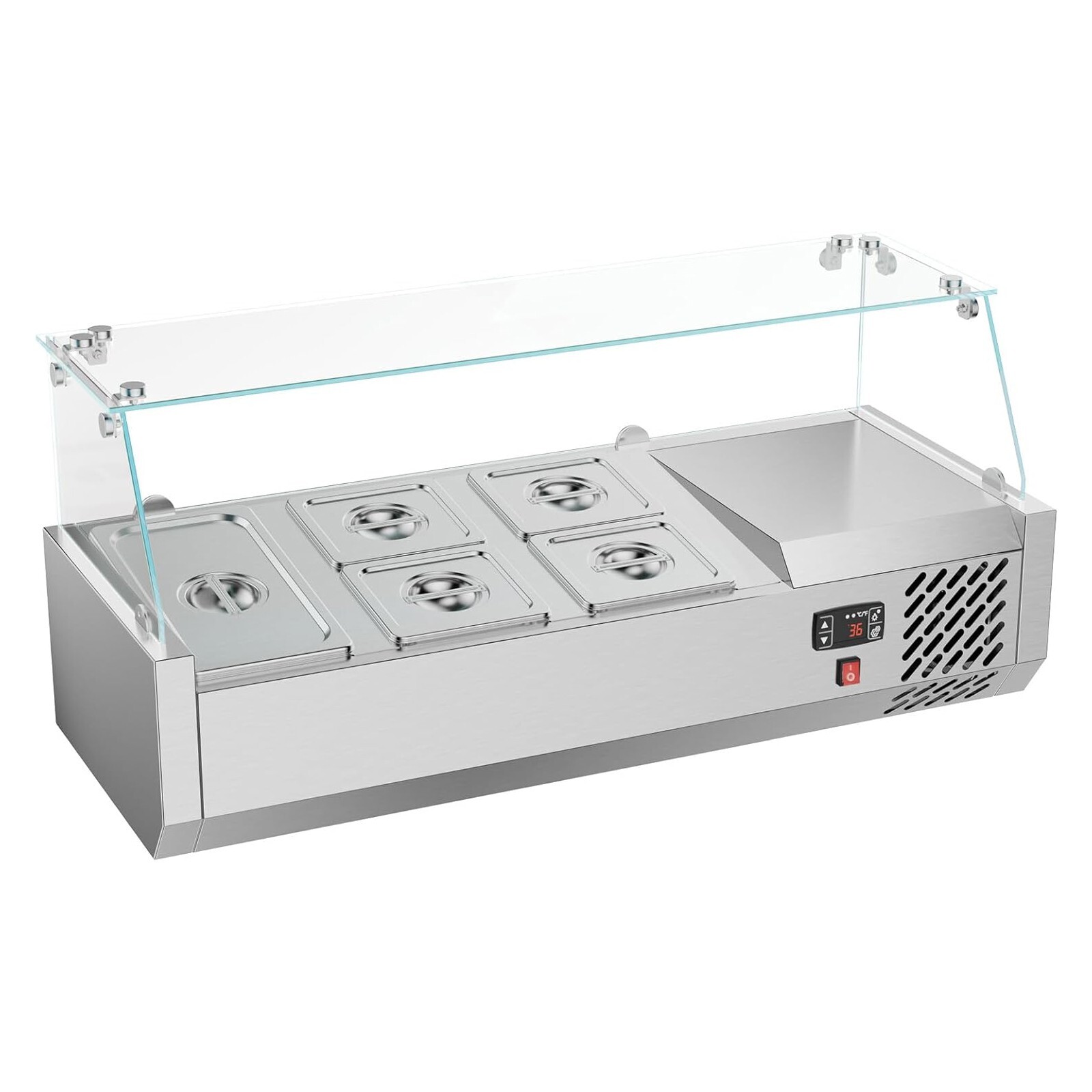 40″ Countertop Condiment Refrigerated Salad Sandwich Prep Station w/Glass Shield