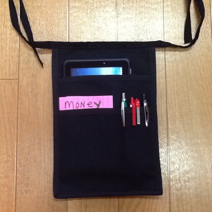 I Pad MINI Pocket Side Apron Bar Waiter Waitress Money Pouch Holds Black Book