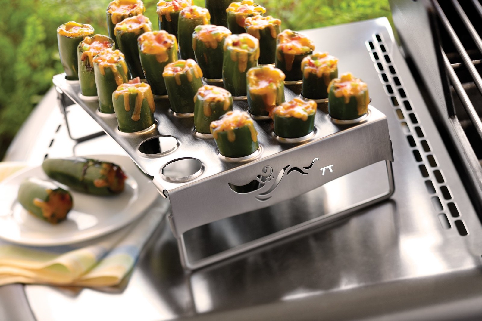 Outset Qs83 Chicken Leg And Jalapeo Roaster Collapsible Legs Stainless Steel