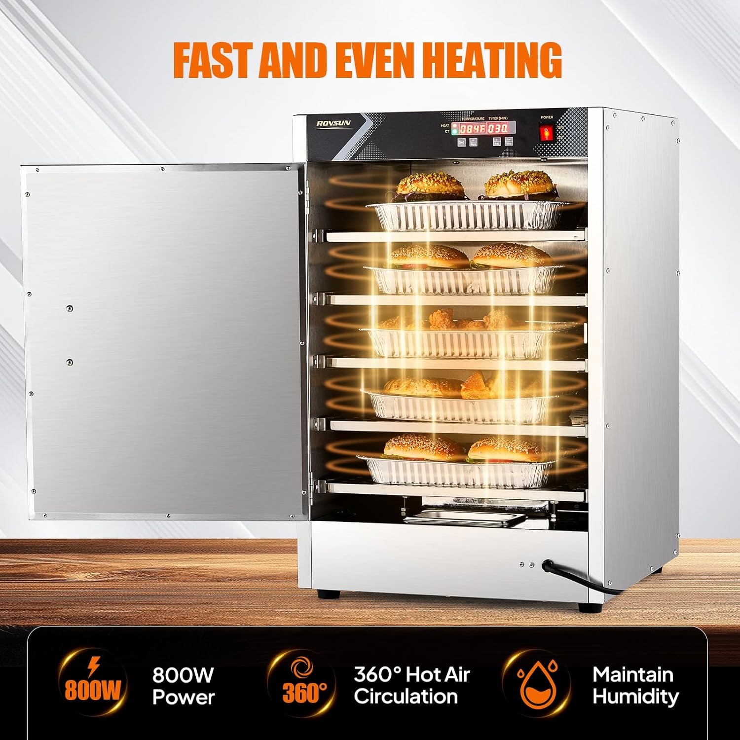 5-Tier Commercial Food Warmer,Hot Box Food Warmer Pizza Warmer w/Removable Shelf