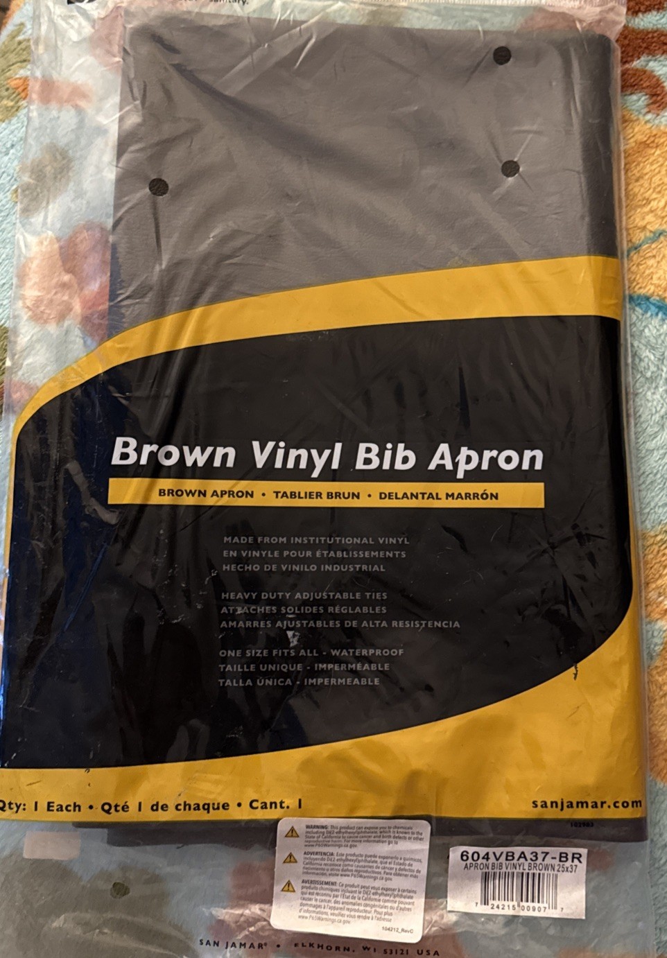 BRAND NEW!! San Jamar Brown Vinyl Bib Apron 25×37 – 604VBA37-BR 604VBA-BR