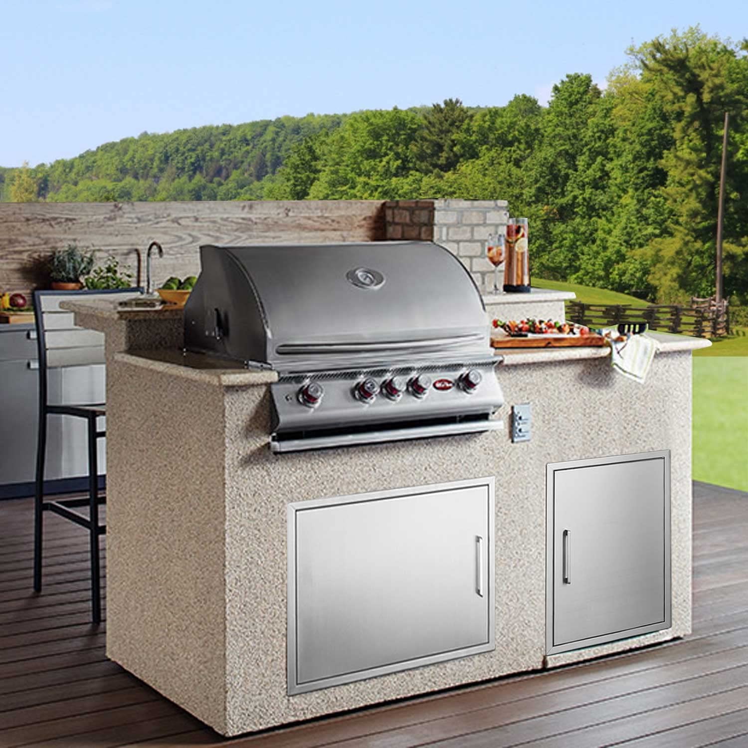 BBQ Access Door Stainless Steel,Overall-Size:20″ by 27W“20H“, Horizontal