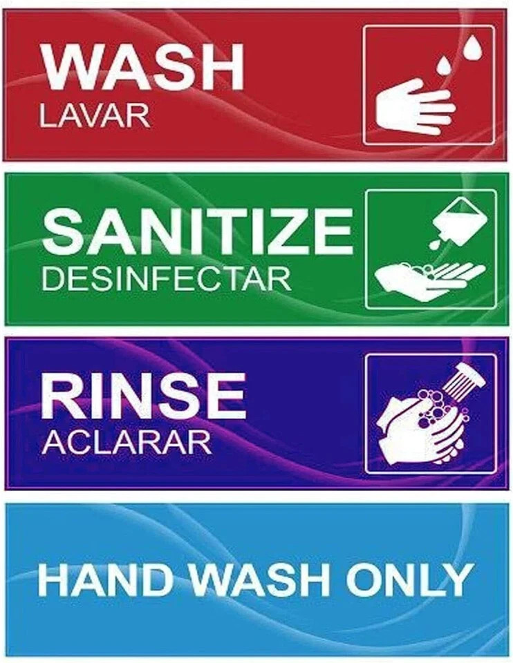 4 Pack Wash Rinse Sanitize Sink Labels Waterproof Sticker Signs Perfect for 3…