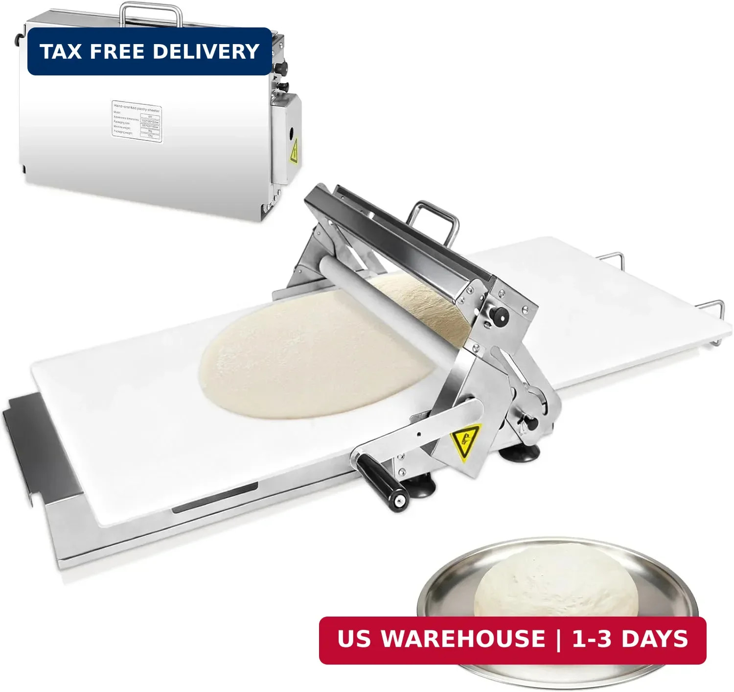 Manual Dough Sheeter 23.6″x12″,Roller Machine,Commercial Folding Dough Maker wit