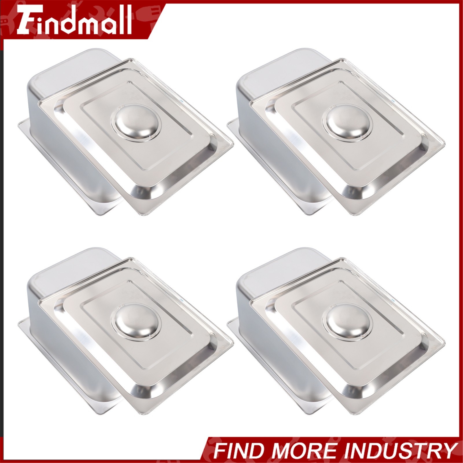 Findmall 4 Pack Set 6″ Deep 1/2 Size Steam Table Pans Hotel Prep Buffet Pan