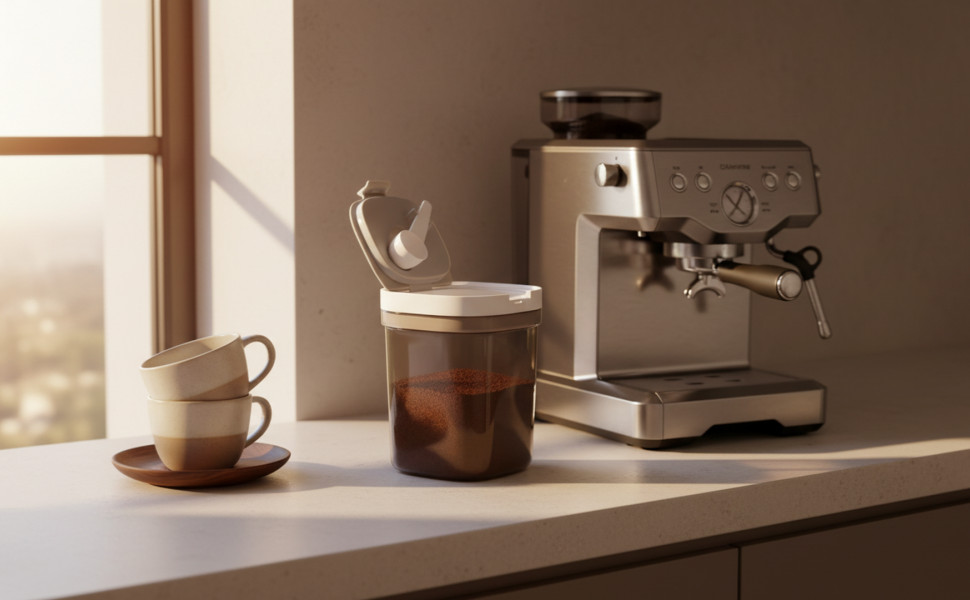 Airtight Coffee Stora Container with Magnetic Scoop, Coffee Beans and