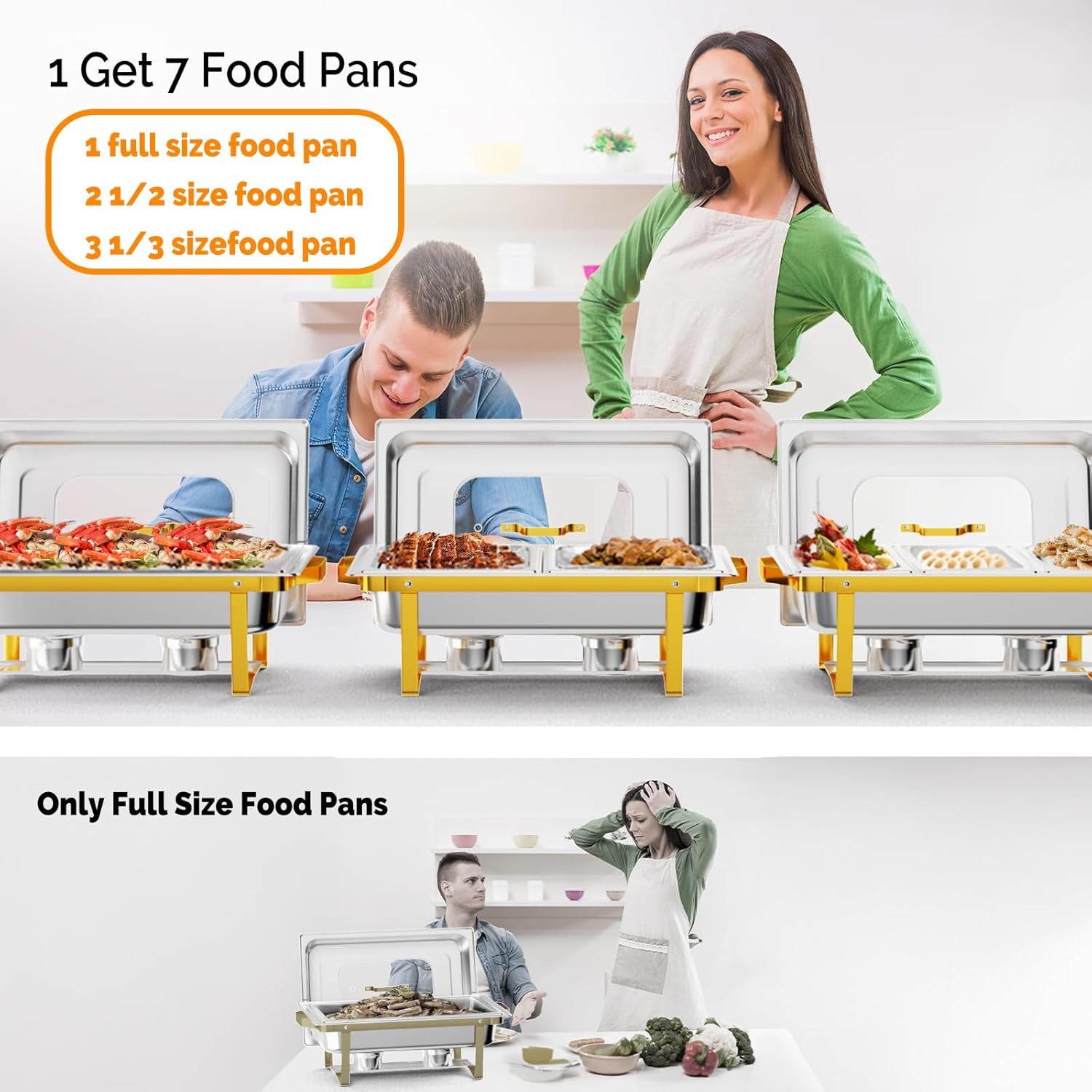 Chafing Dish 4 Pack – 9QT Buffet Warmer Set with Multiple Food Pans, Glass Lid
