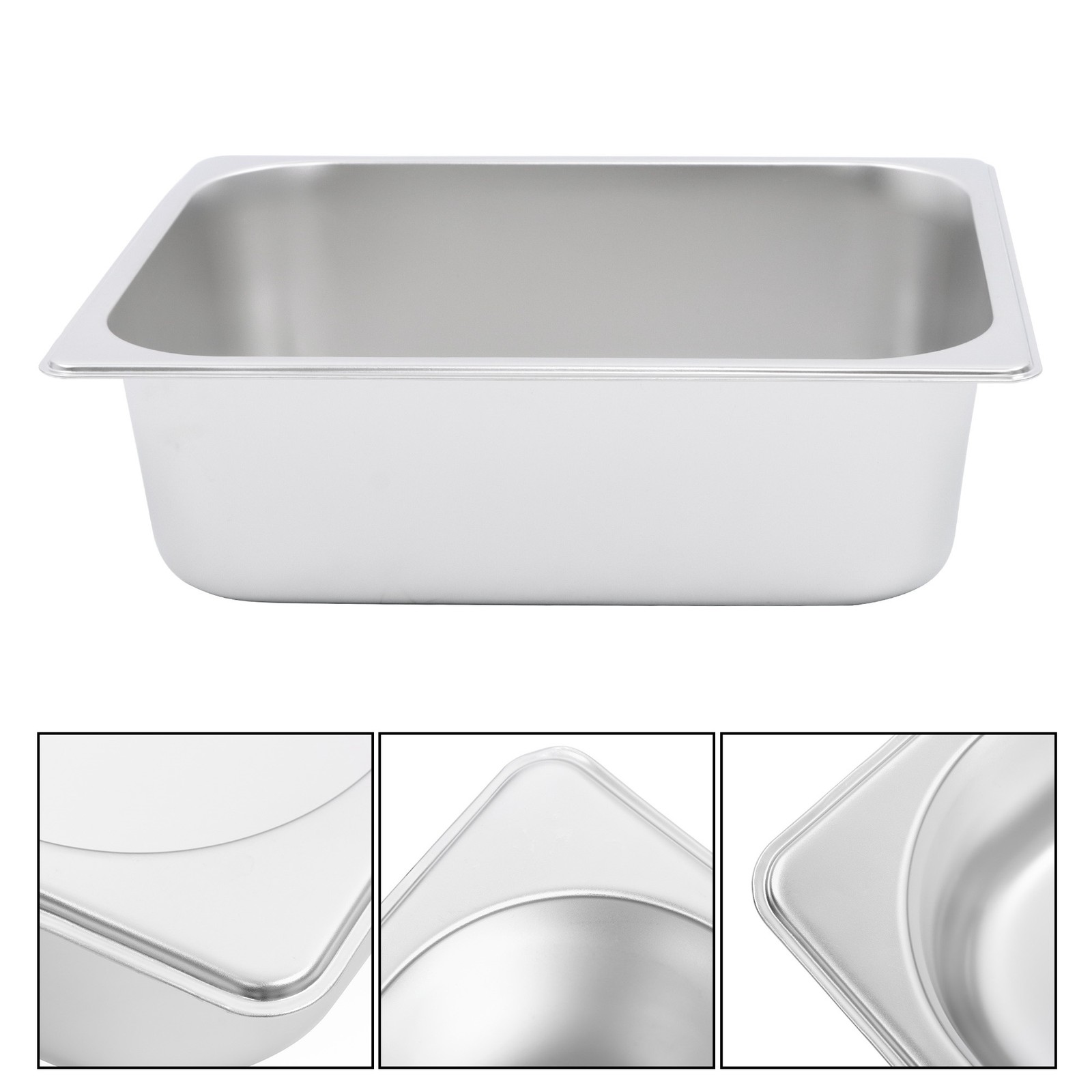 1/2 Size Steam Table Pan 4 Inch Deep, Anti-Jam Stainless Steel Food Pan