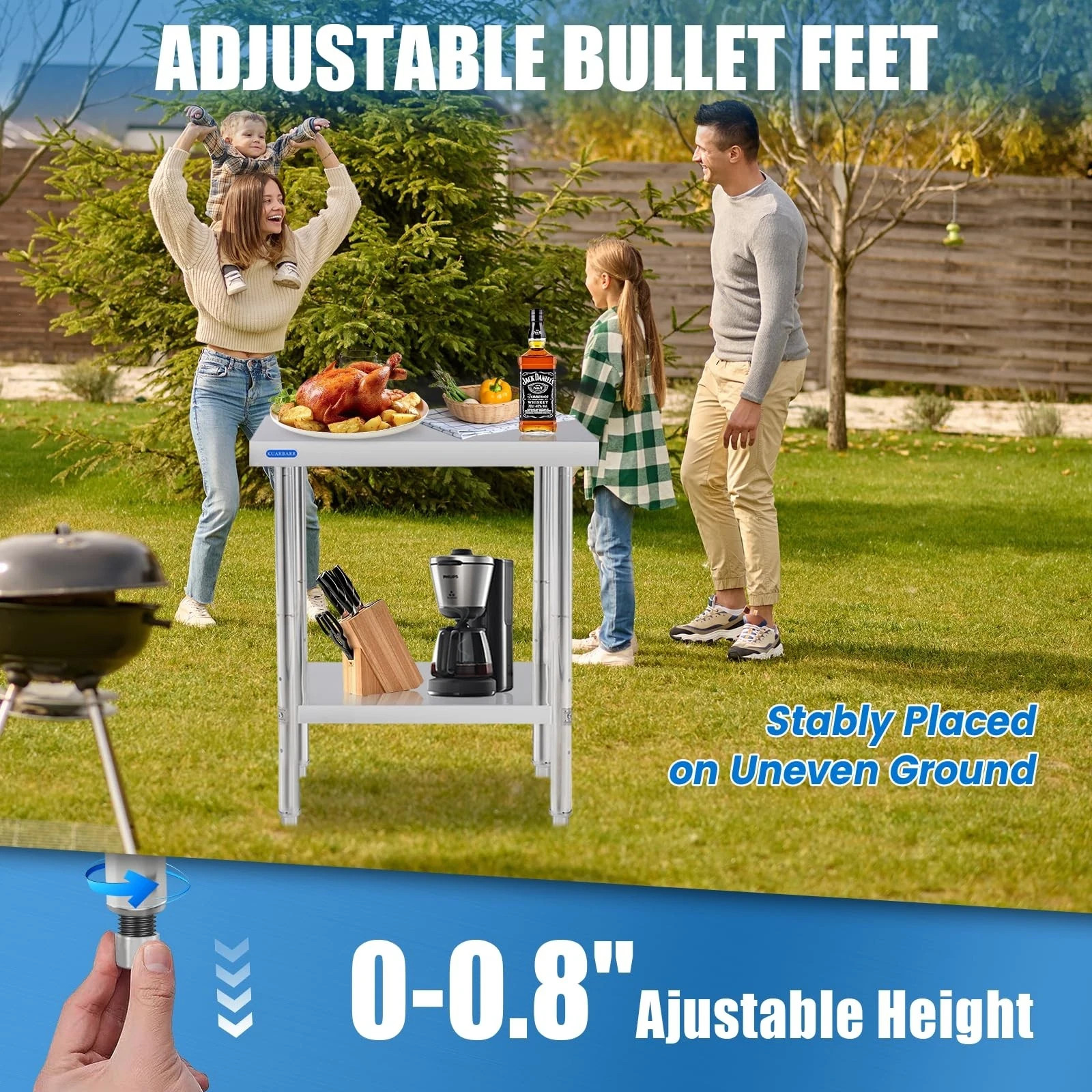 Stainless Steel Table for Prep & Work with Undershelf 18 x 24 Inches NSF Metal