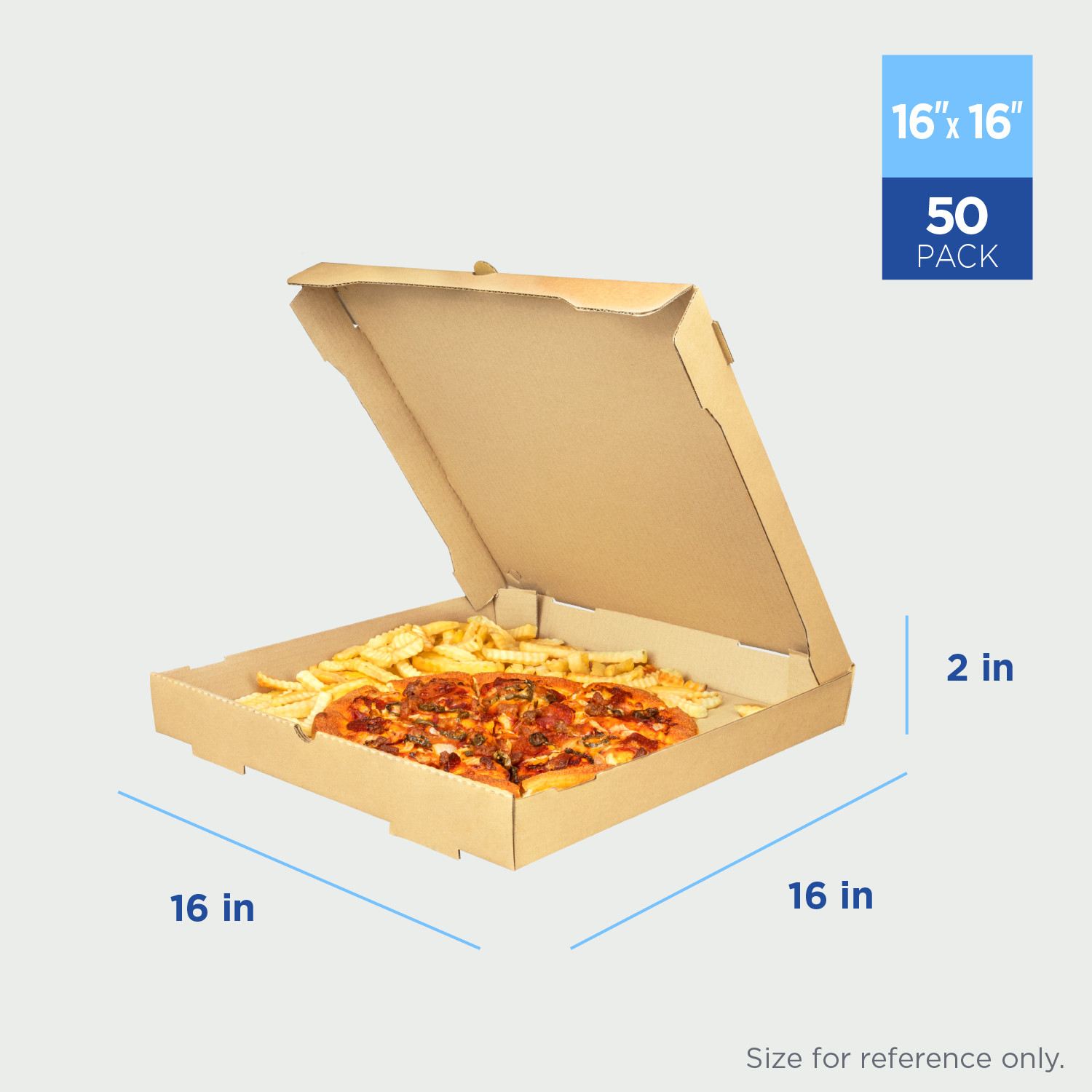 Karat Corrugated Pizza Box, 16»x16»x2», Kraft – 50 pcs, FP-PBF16K