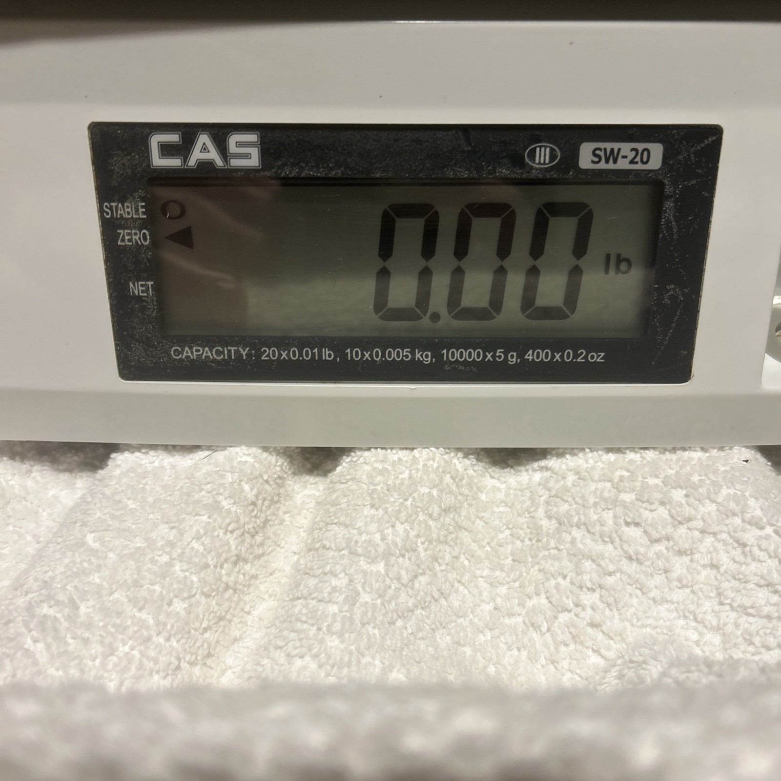 CAS SW-1D(20lb) Portion Cntrol Scale, 20×0.01Lb Kg, g, oz. CleanWorks, w/adaptor