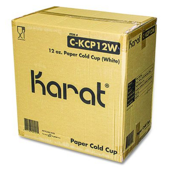 Karat C-KCP12W Double Poly Paper Cold Cups, 12 oz, White, 1,000/Carton