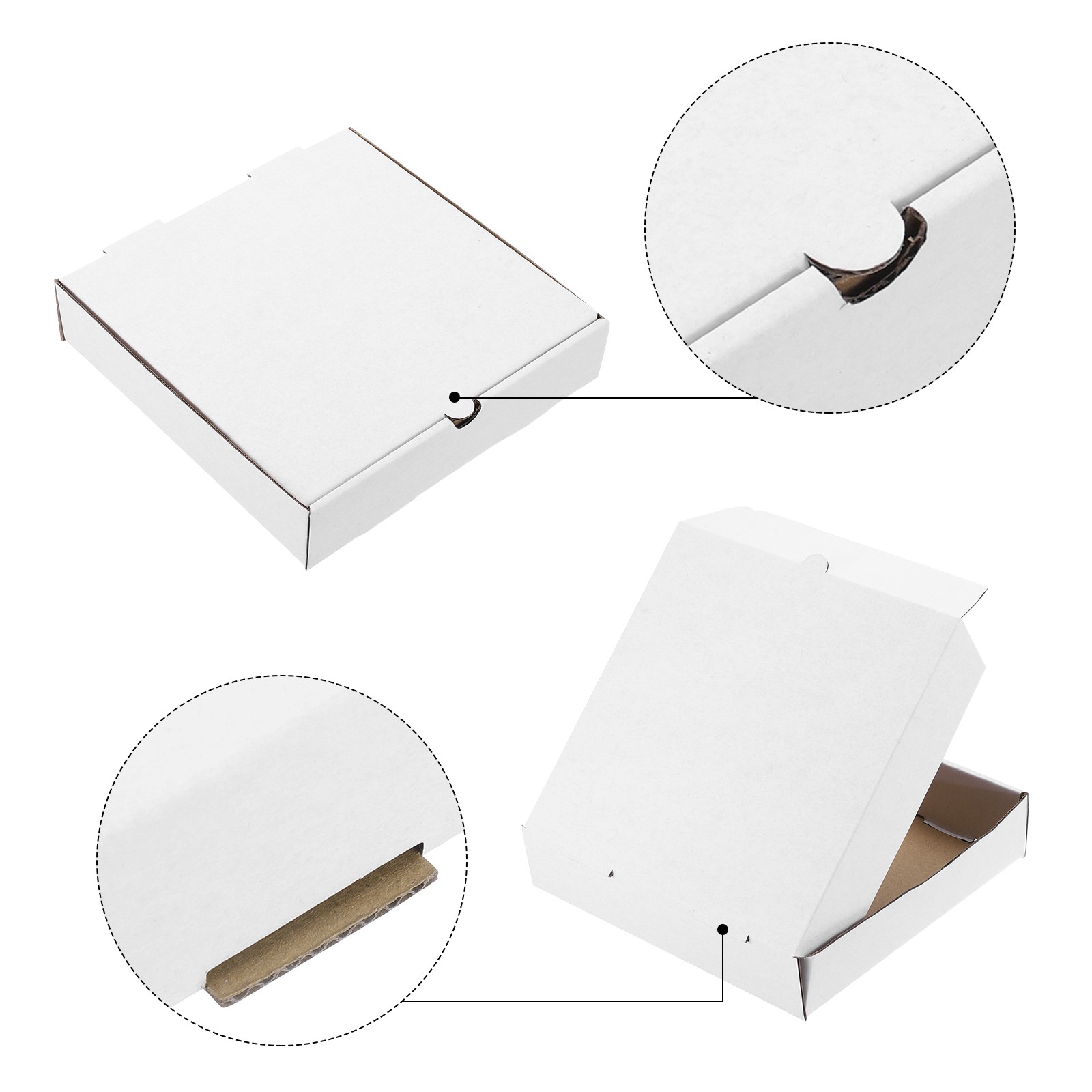15pcs Pizza Box 6 x 6 Inches Cowhide Paper Square Mini Pizza Boxes White