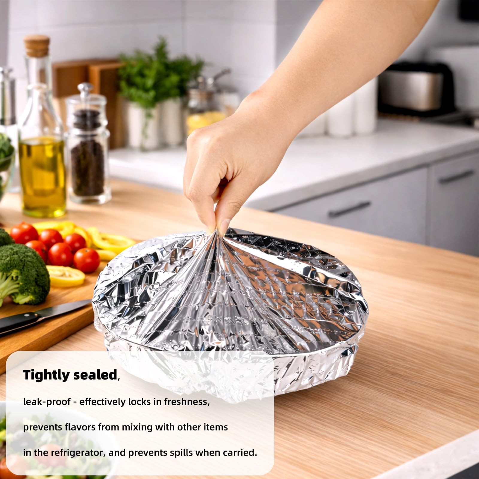 Sinbana Reusable Aluminum Foil Food Covers, Premium Pop Up M, Silver