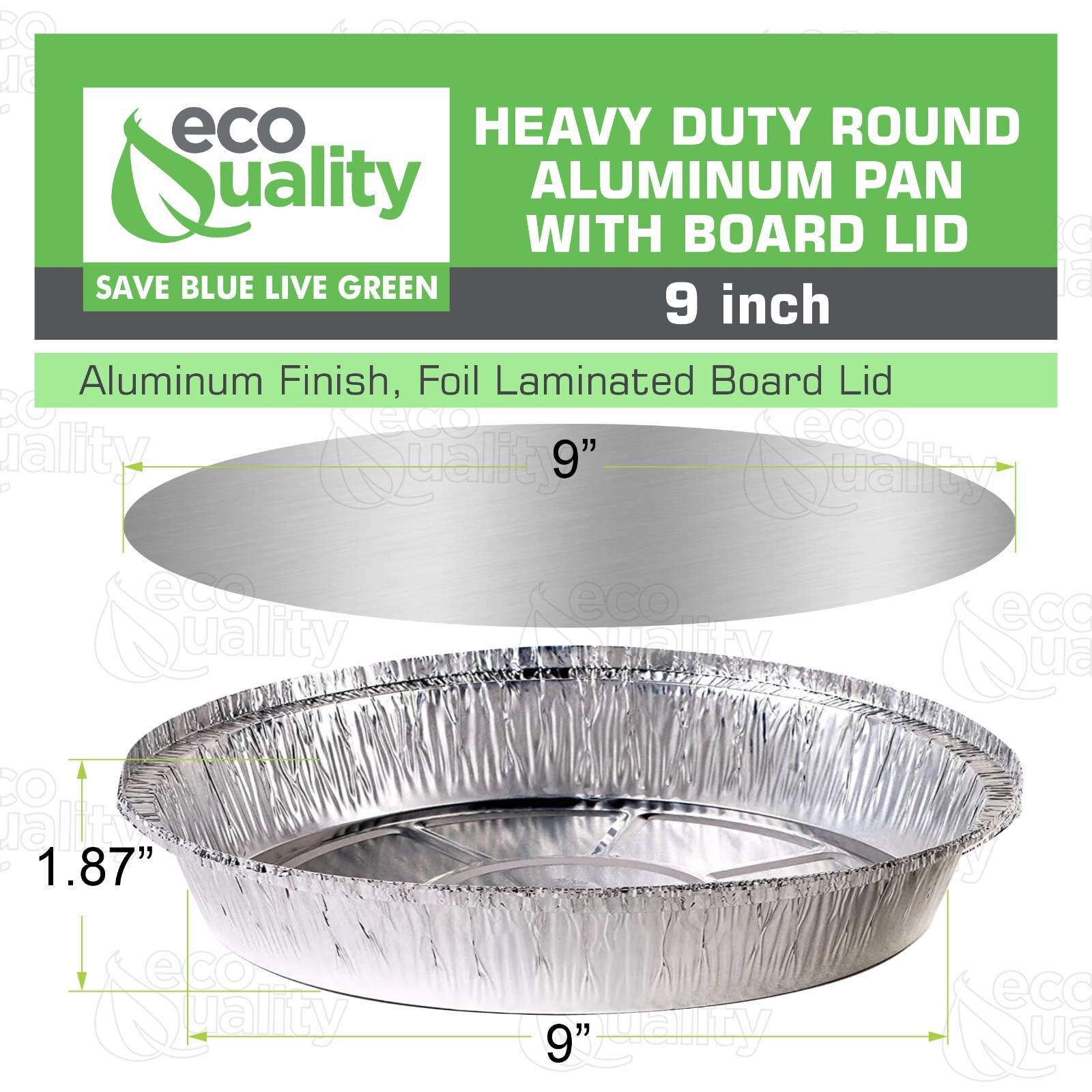 9″ Round Aluminum Disposable Foil Pans with Board Lids Meal Storage Baking 100pc