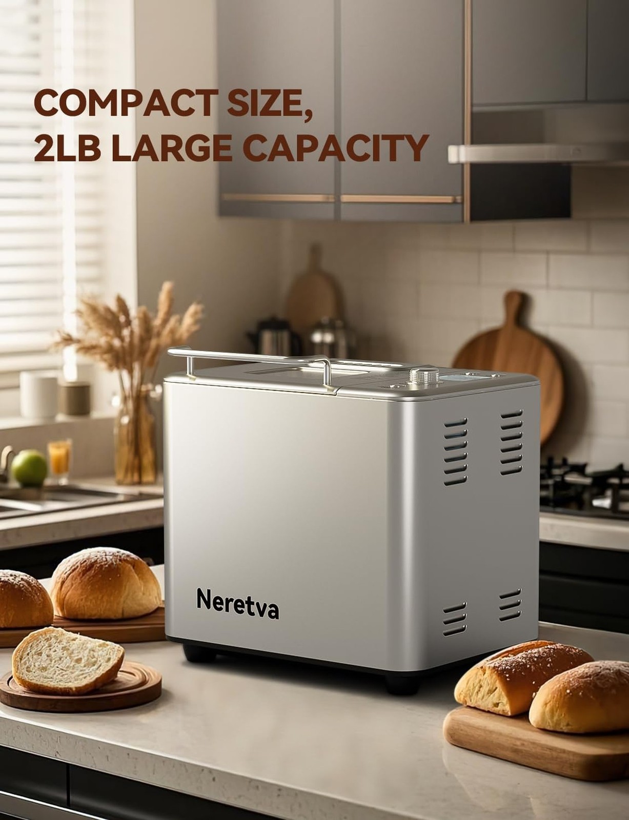 Neretva Bread Maker, 20-IN-1 2LB Bread Machine Dual Heater Bread Maker Machin…
