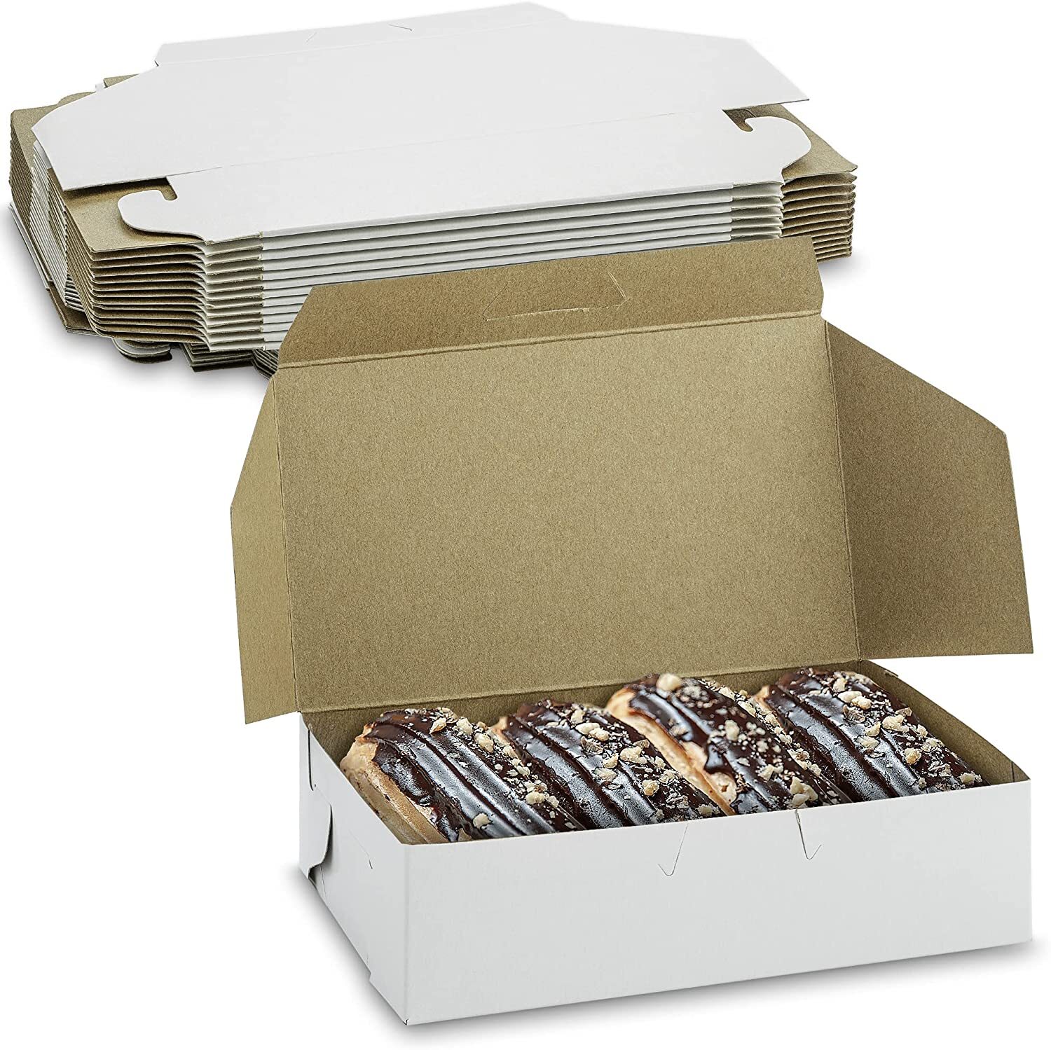 MT Products Donut Boxes – 6.3″ x 3.8″ x 2.3″ White Bakery Boxes Pack of 30