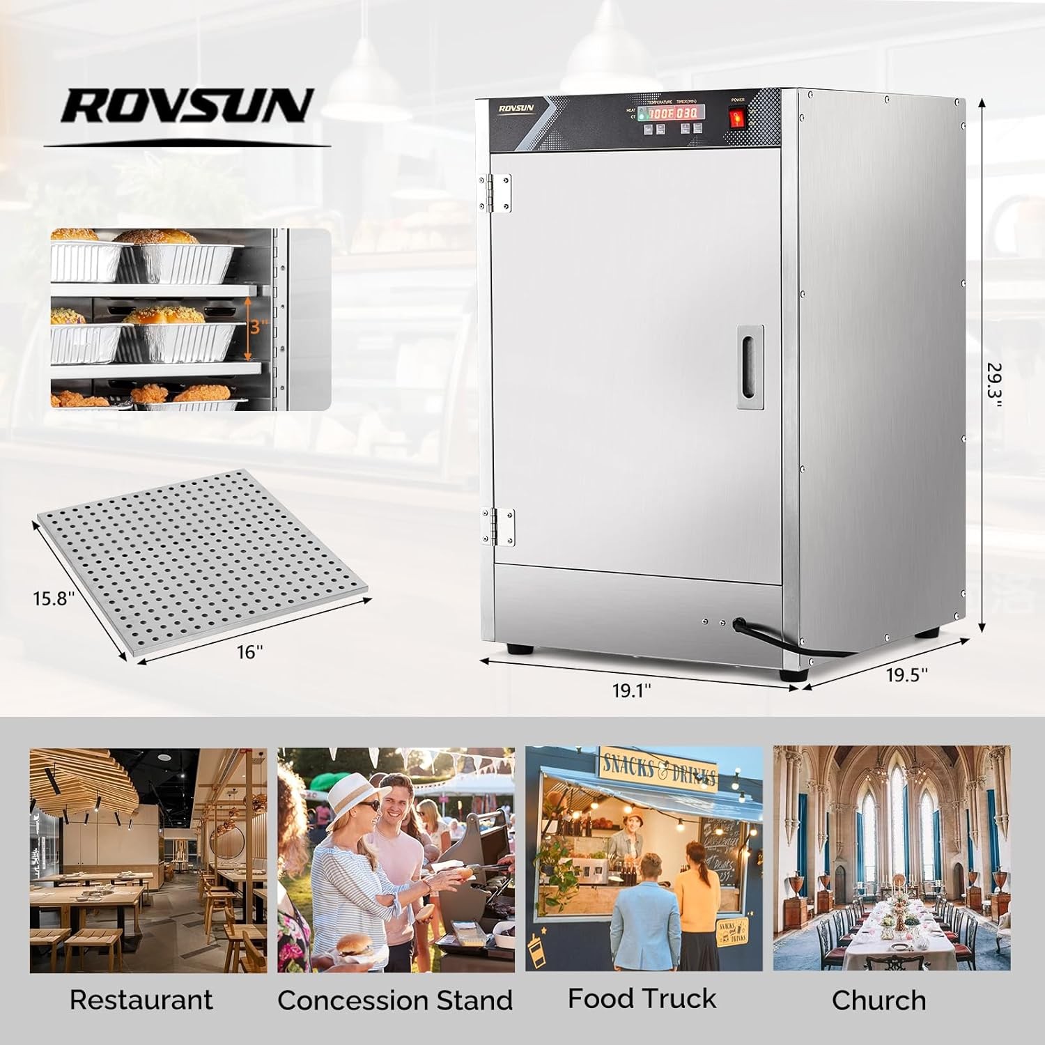 5-Tier Commercial Food Warmer,Hot Box Food Warmer Pizza Warmer w/Removable Shelf