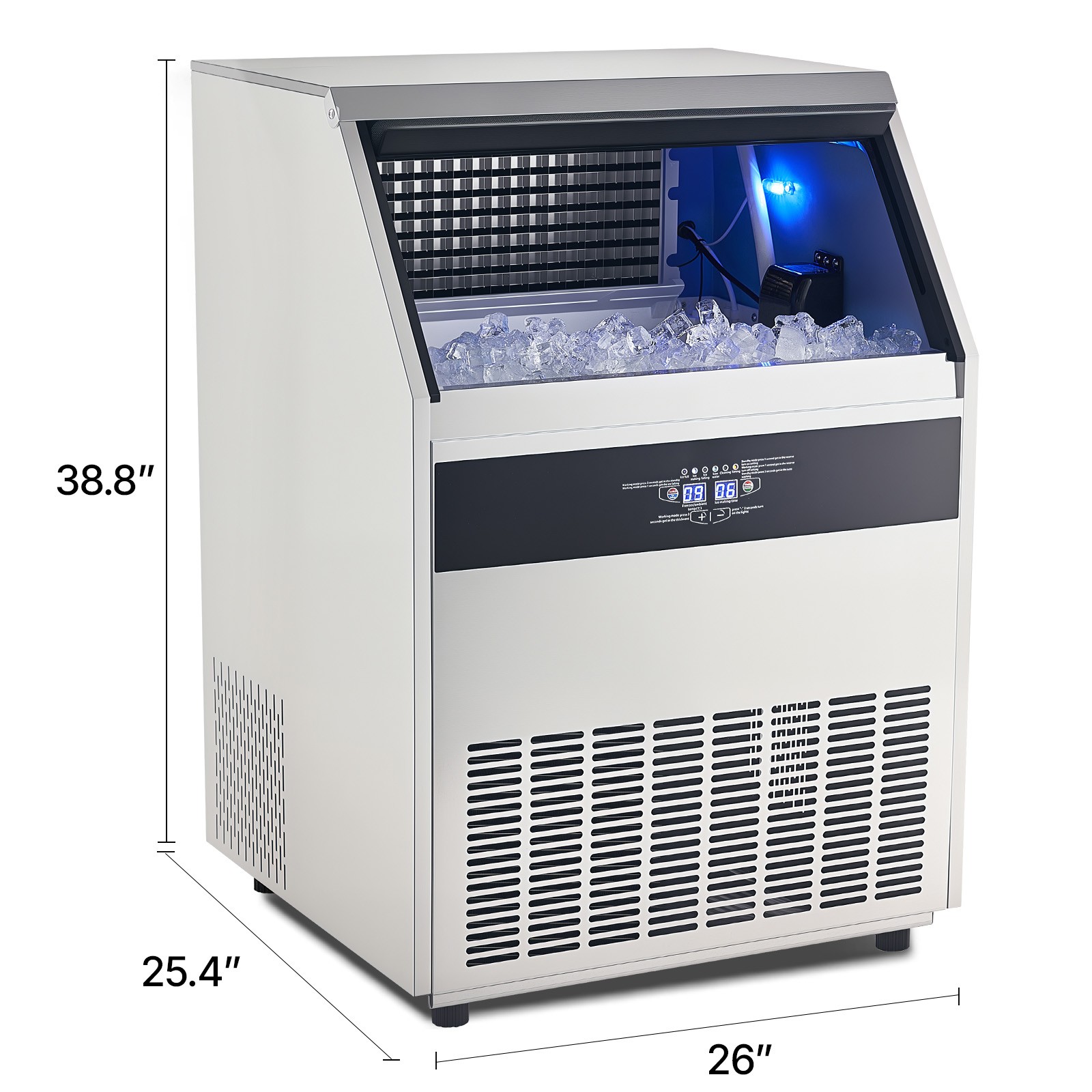 440lbs/24H Commercial Ice Maker industrial Restaurant Ice Machine 110lb Storage