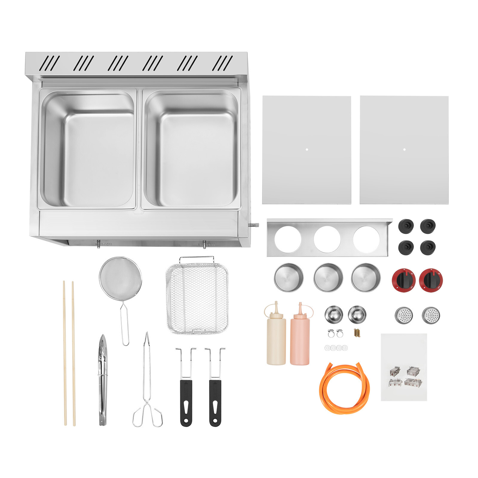 Countertop Gas Deep Fryer Propane Gas Stainless Steel Outdoor Use Round 2 Burner