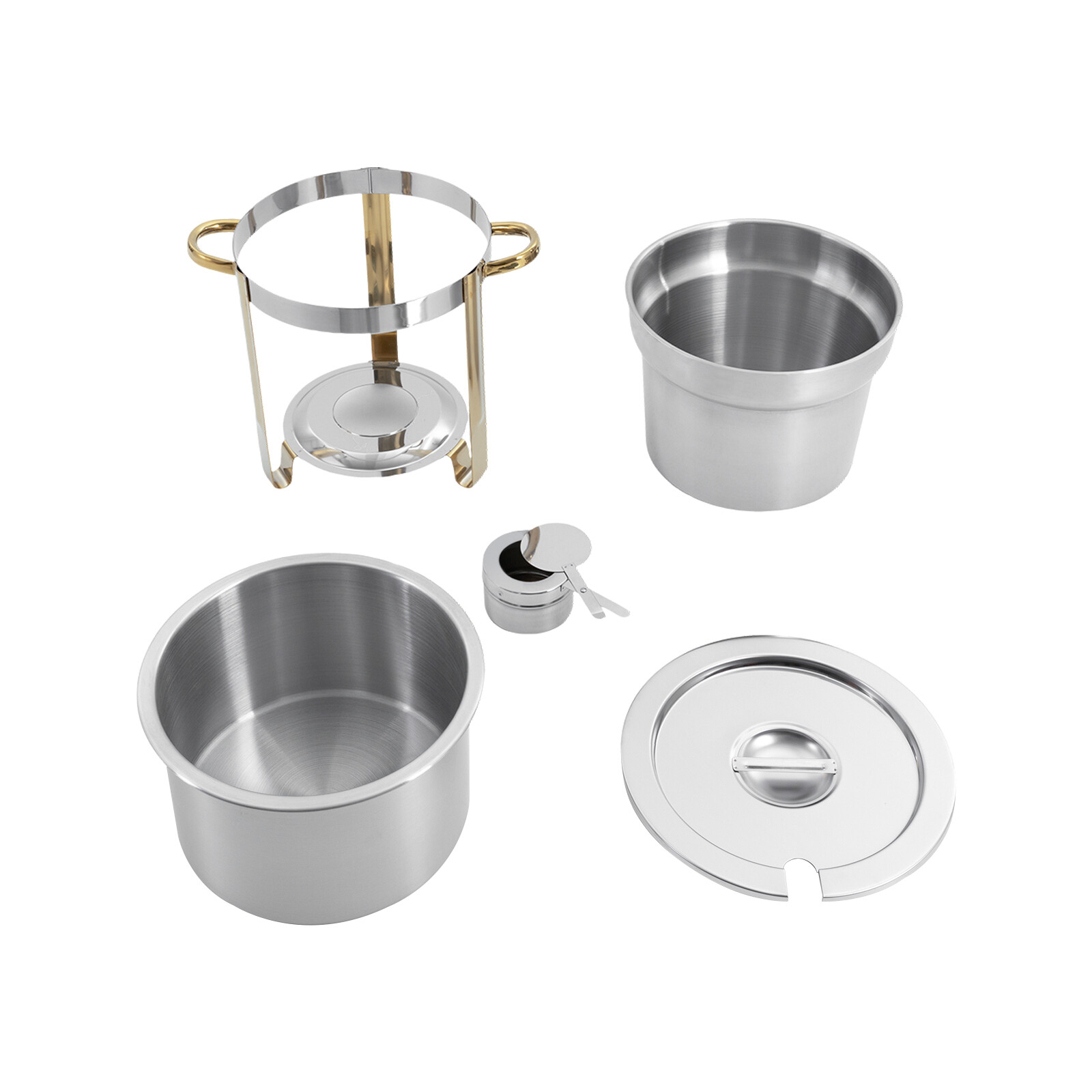 11.62Qt Round Stainless Steel Soup Warmer Soup Chafer with Pot Lid & Fuel Holder