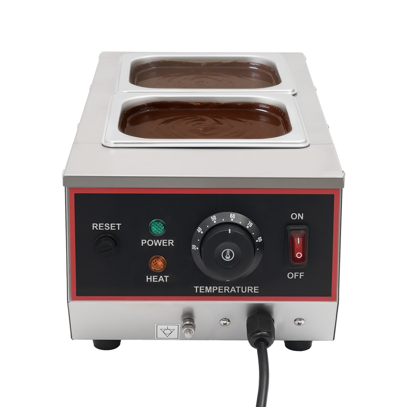 6L 800W Chocolate Tempering Machine Electric Melting Pots Stainless Steel 2 Pots