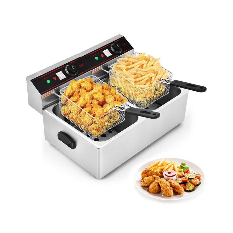 Dual Tank Electric Countertop Deep Fryer, 12.8 Qt, 3400W
