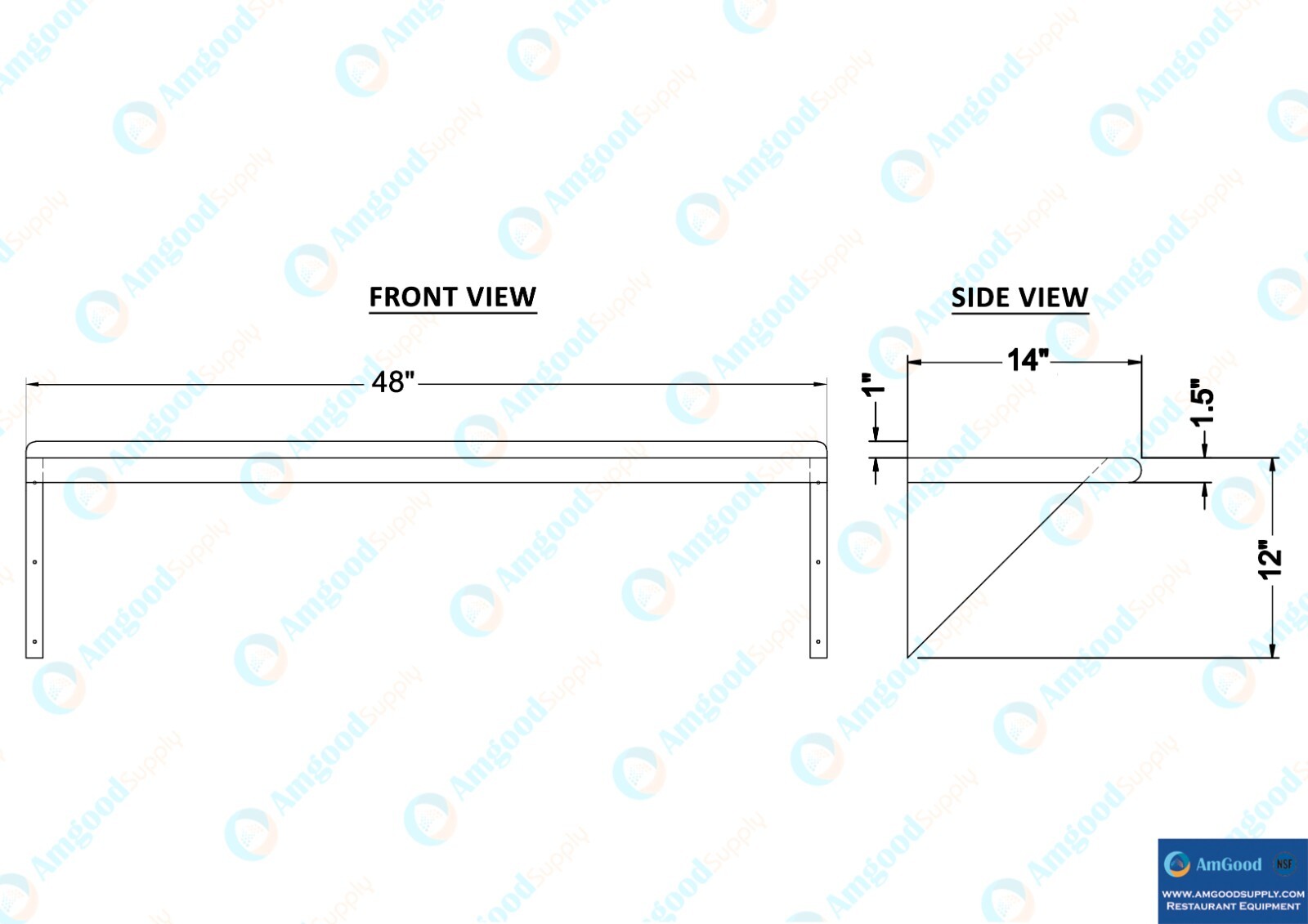 14 in. x 48 in. Stainless Steel Wall Shelf