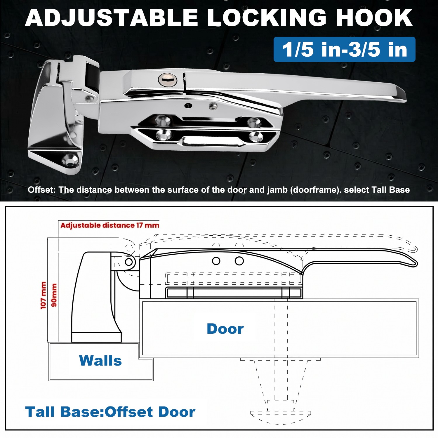 Duty Walk-In Cooler Door Closer Complete Latch Freezer Doors Handle 1/5-3/5 in